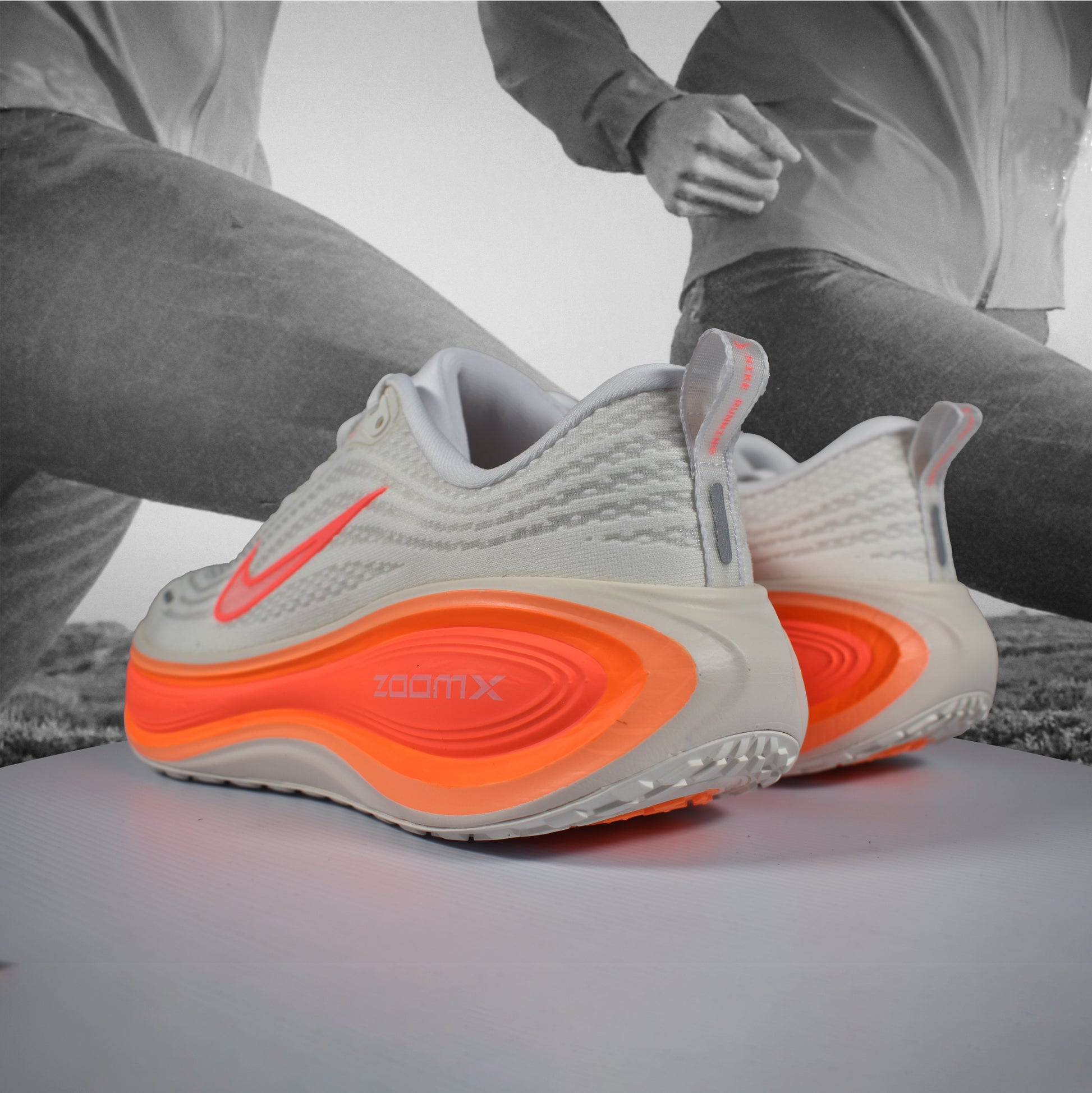 Nike Vomero Plus Womens Road Running Shoes - Durban Runner 5.5 / Sail/Hot Lava-White-Orange Pulse