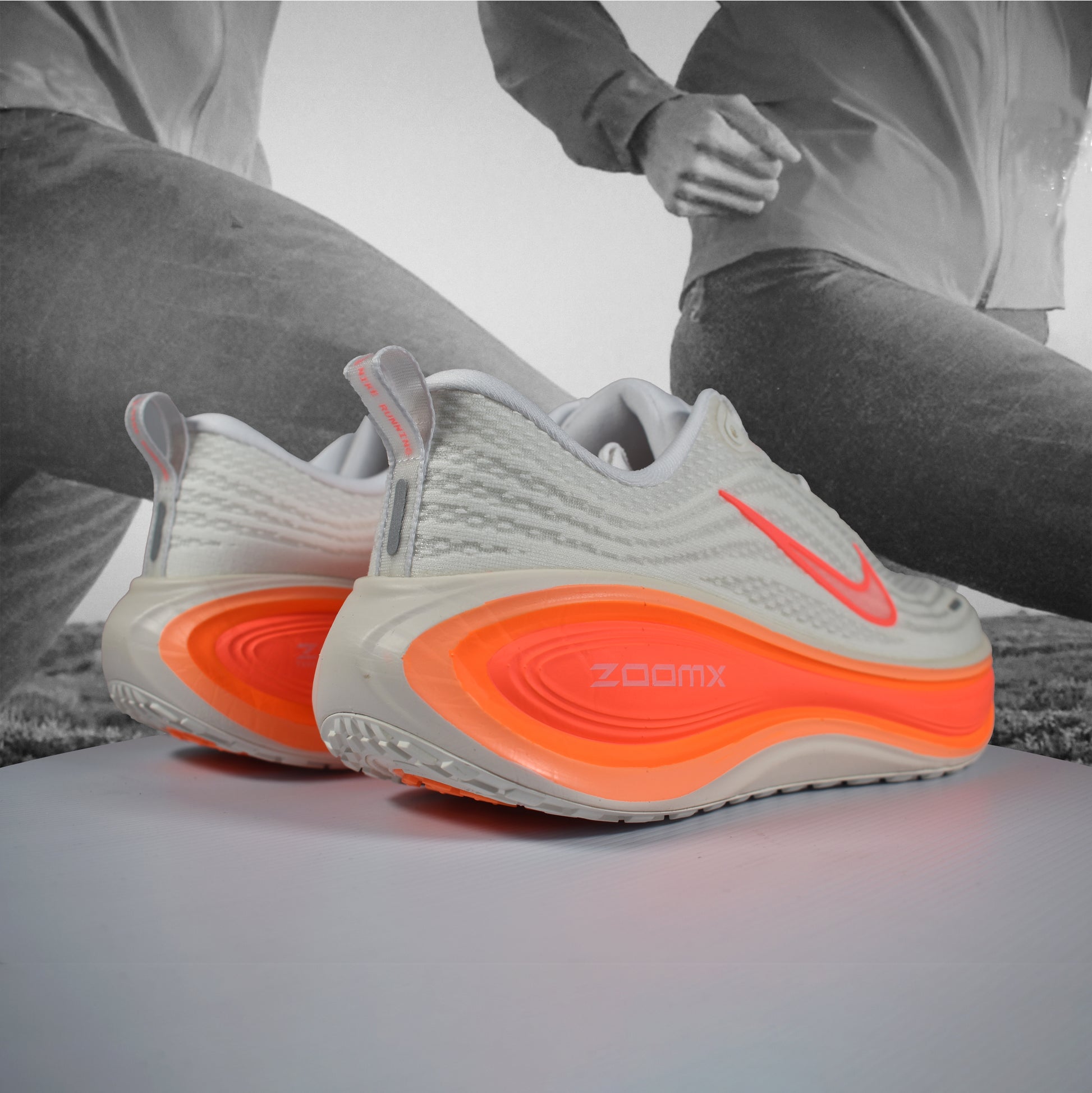 Nike Vomero Plus Womens Road Running Shoes - Durban Runner 5.5 / Sail/Hot Lava-White-Orange Pulse