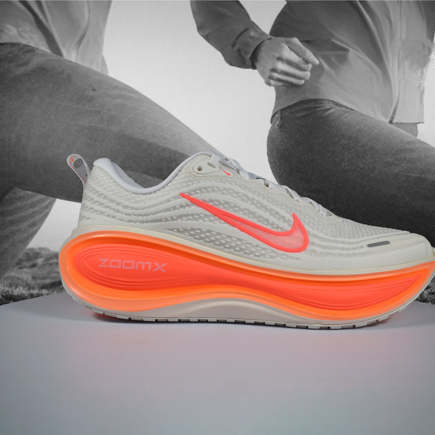 Nike Vomero Plus Womens Road Running Shoes - Durban Runner 5.5 / Sail/Hot Lava-White-Orange Pulse