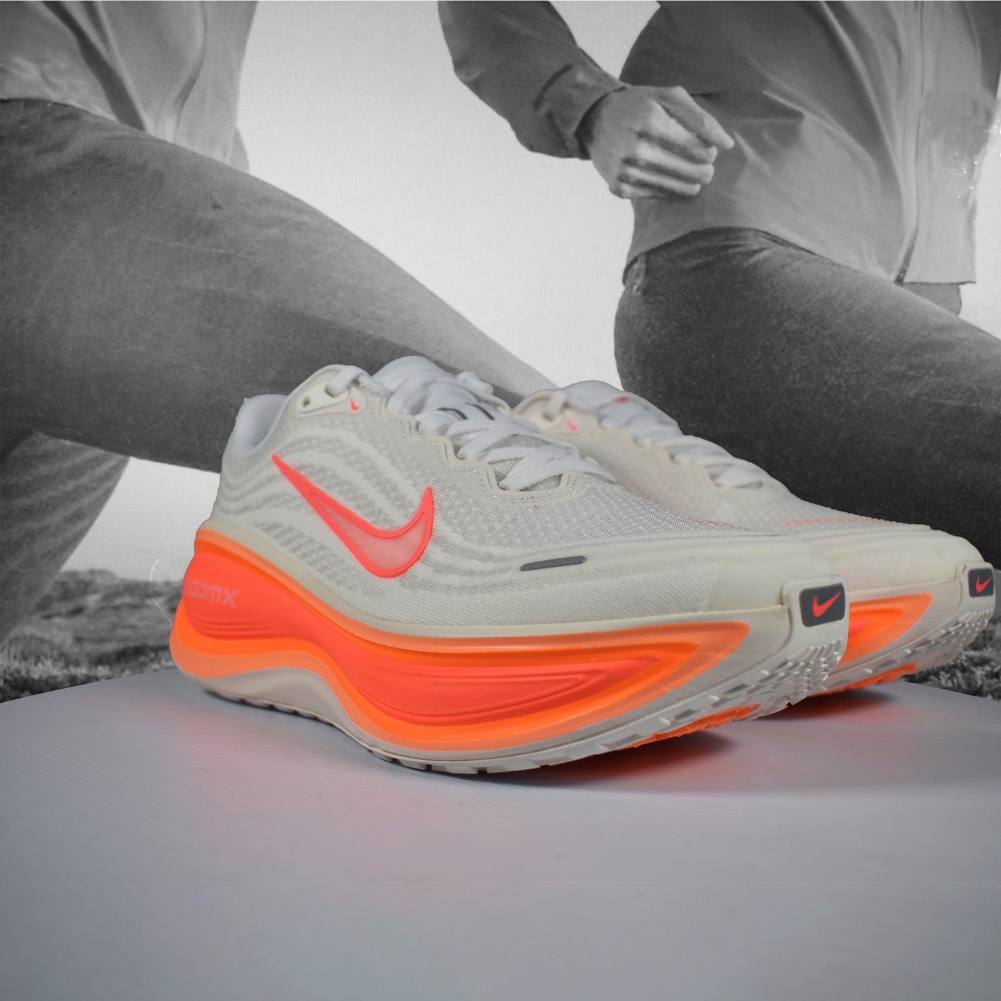 Nike Vomero Plus Womens Road Running Shoes - Durban Runner 5.5 / Sail/Hot Lava-White-Orange Pulse