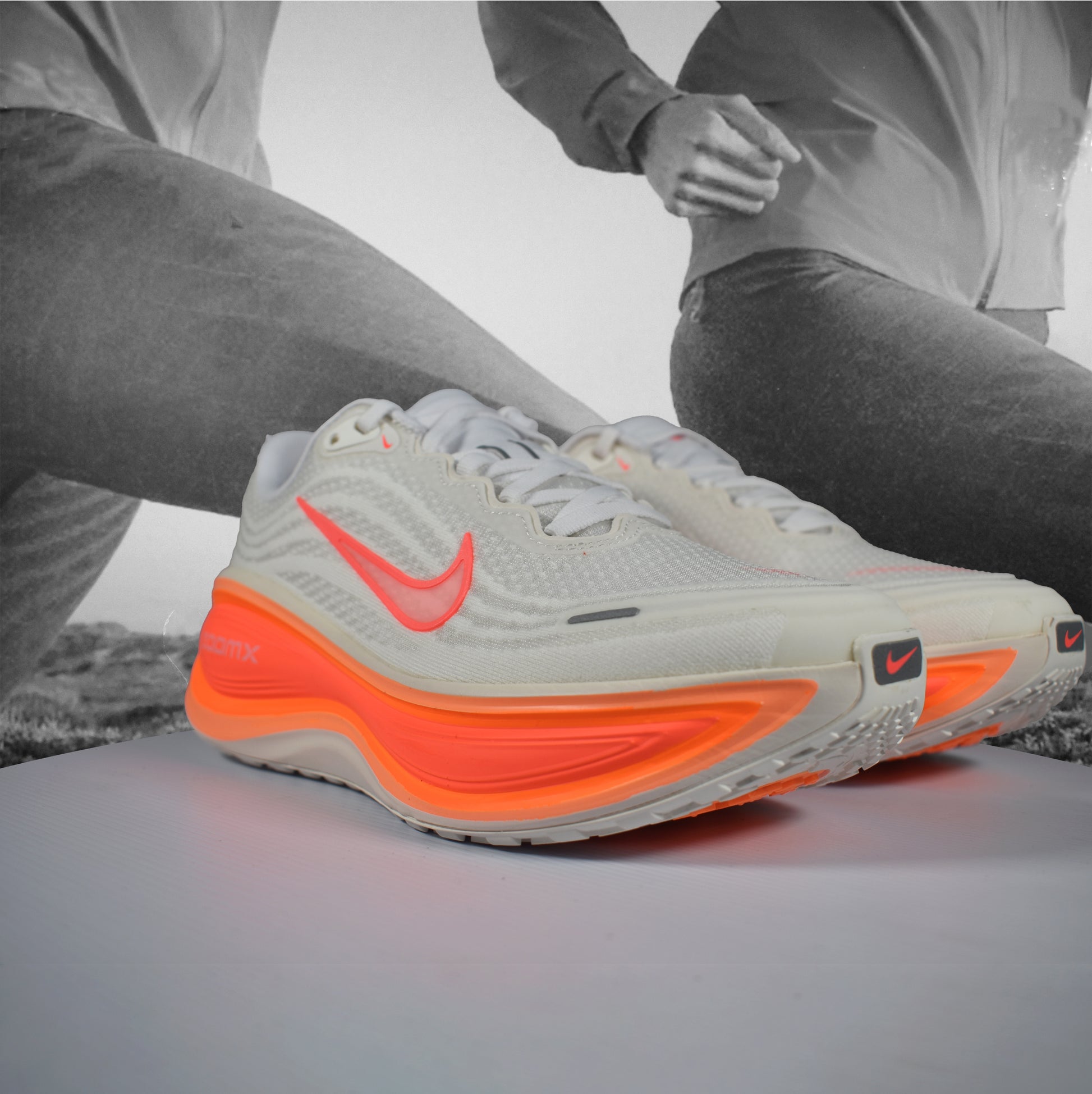 Nike Vomero Plus Womens Road Running Shoes - Durban Runner 5.5 / Sail/Hot Lava-White-Orange Pulse