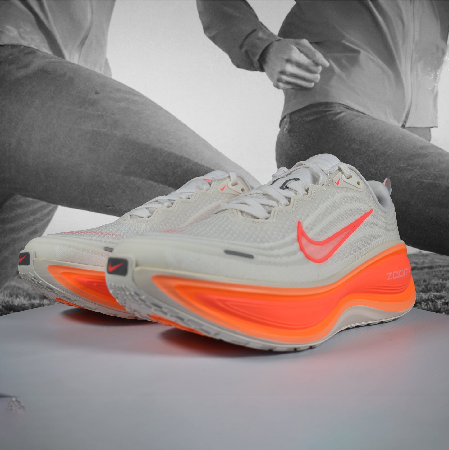 Nike Vomero Plus Womens Road Running Shoes - Durban Runner 5.5 / Sail/Hot Lava-White-Orange Pulse