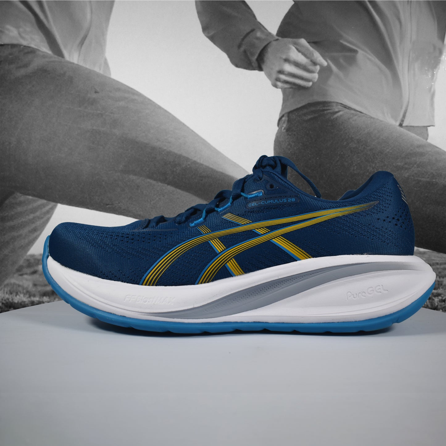 Asics GEL-CUMULUS 28 Mens Road Running Shoes - Durban Runner 7.5 / TWILIGHT BLUE/YAMABUKI