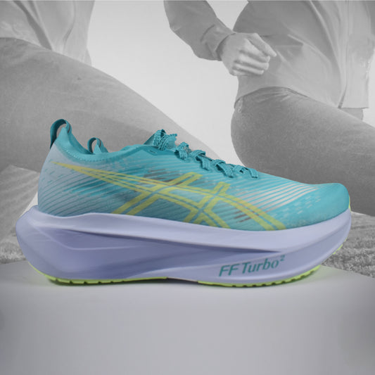 Asics Megablast Unisex Running Shoe, Energy Aqua/Blue Fade, available at Durban Runner