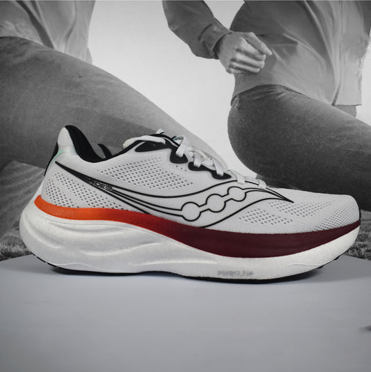 Saucony Ride 19 Mens Road Running Shoe - Durban Runner White Crimson / 8