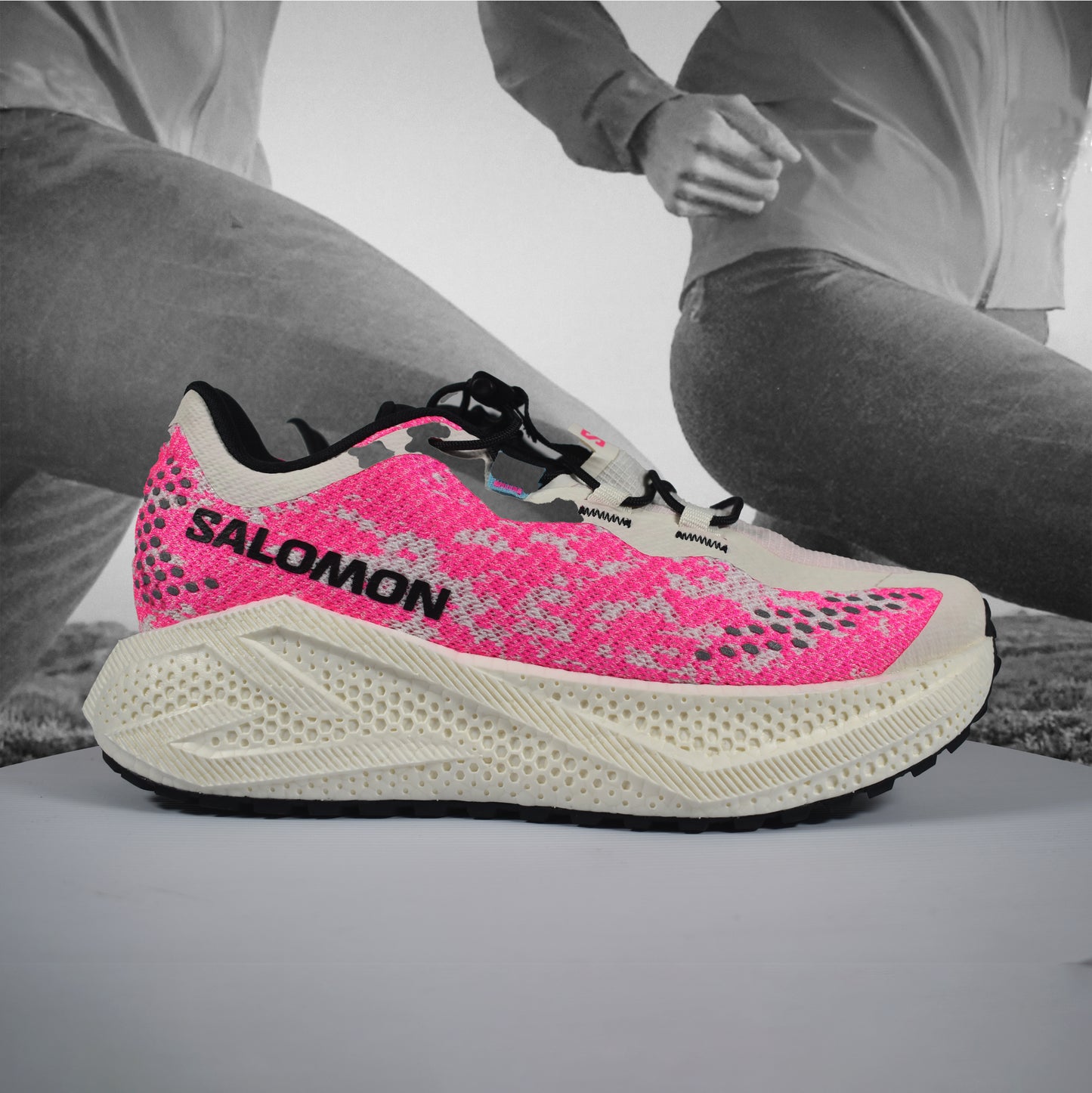 Salomon Aero Glide 4 GRVL Womens Trail Running Shoe - Durban Runner Vanilla Ice/Knockout Pink/Black / 5