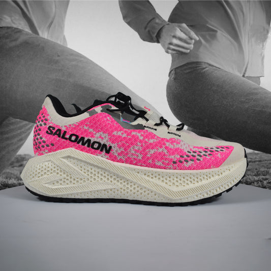 Salomon Aero Glide 4 GRVL Womens Trail Running Shoe - Durban Runner Vanilla Ice/Knockout Pink/Black / 5