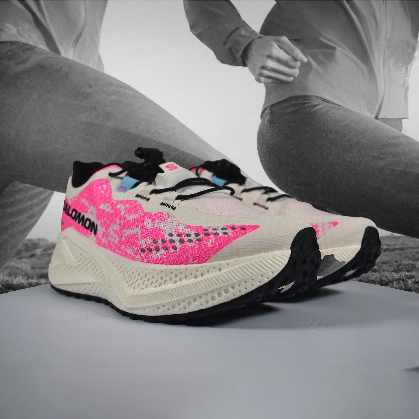 Salomon Aero Glide 4 GRVL Womens Trail Running Shoe - Durban Runner Vanilla Ice/Knockout Pink/Black / 5