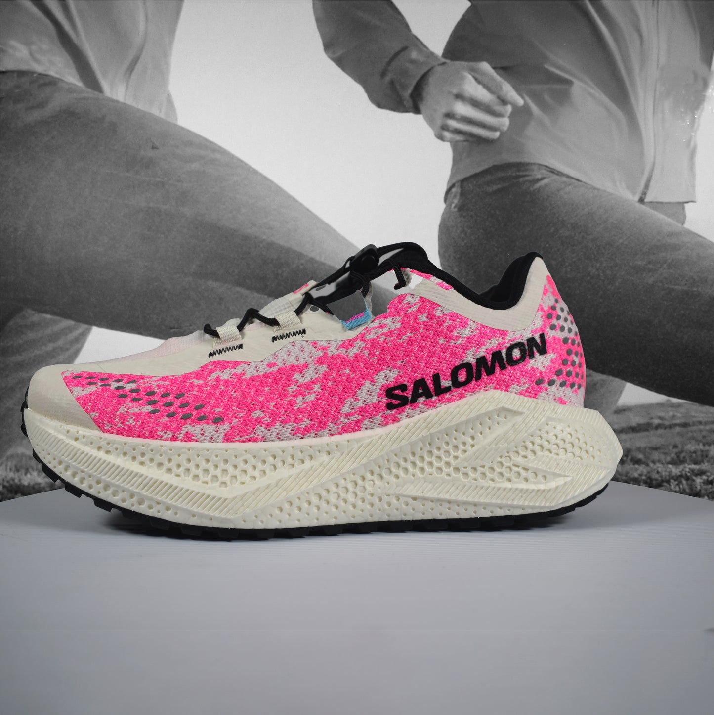 Salomon Aero Glide 4 GRVL Womens Trail Running Shoe - Durban Runner Vanilla Ice/Knockout Pink/Black / 5
