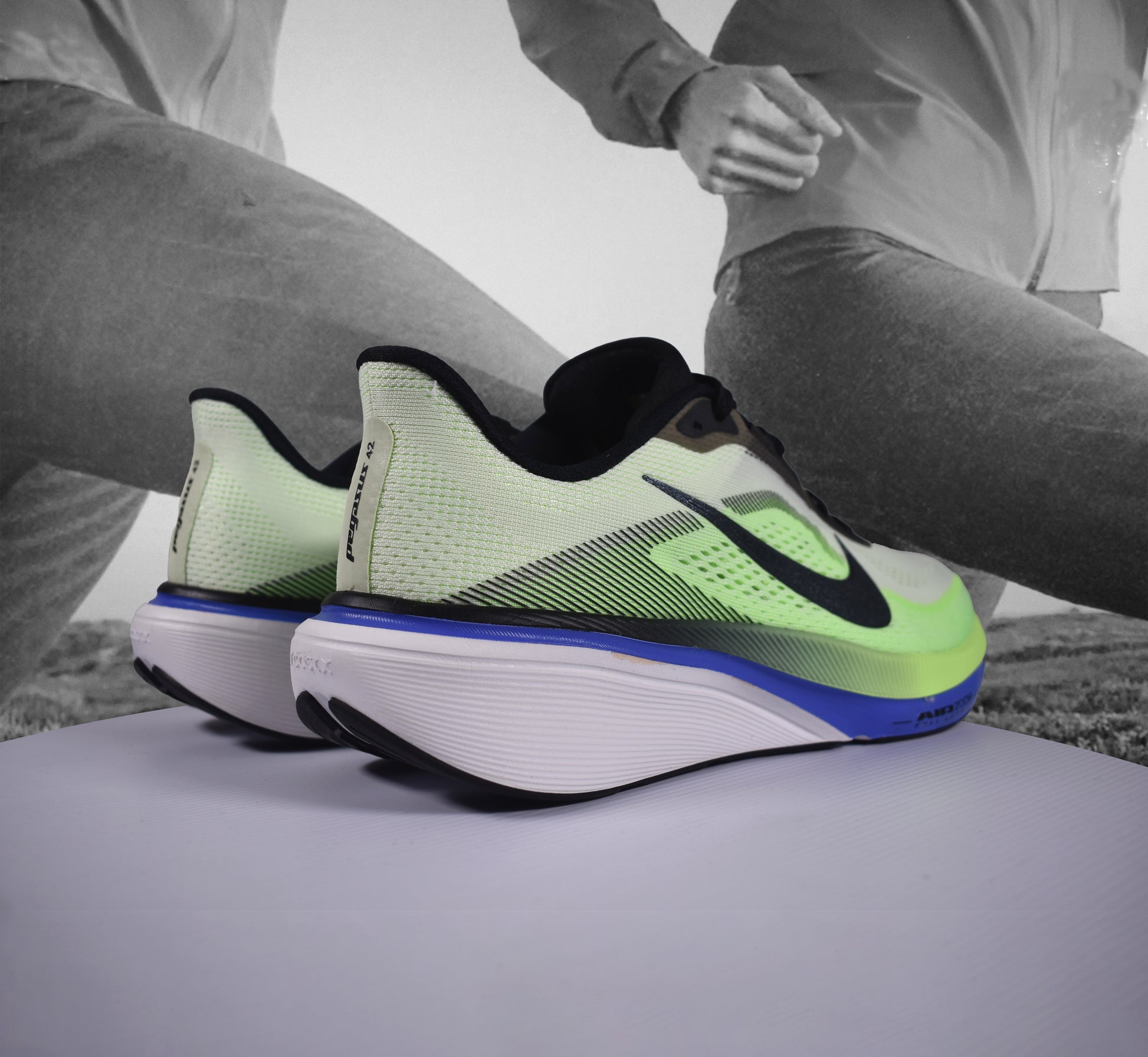 Nike AIR ZOOM PEGASUS 42 Mens Road Running Shoe - Durban Runner VOLT TINT/BLACK SPRUCE-SAPPHIRE / 8