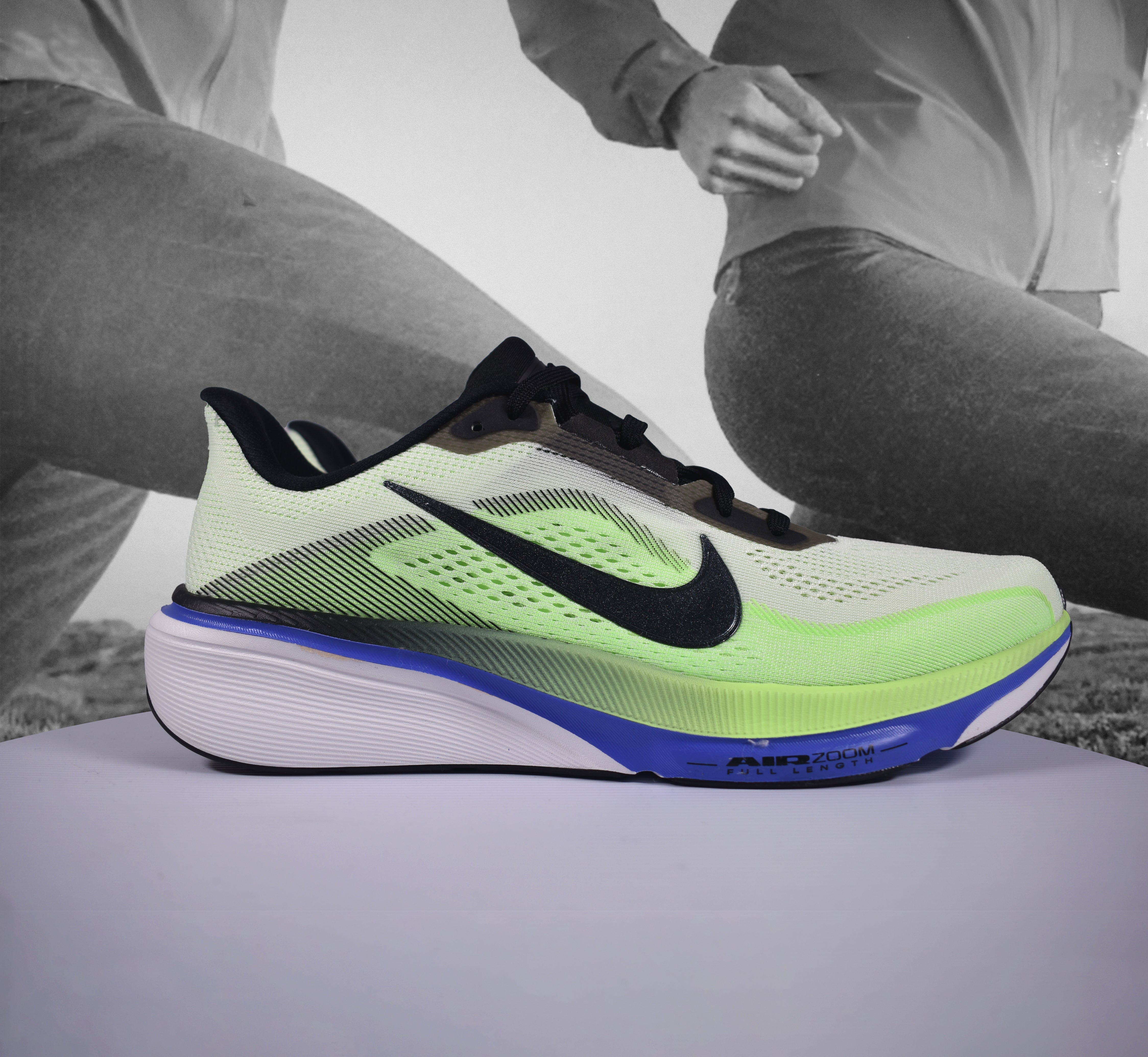 Nike AIR ZOOM PEGASUS 42 Mens Road Running Shoe - Durban Runner VOLT TINT/BLACK SPRUCE-SAPPHIRE / 8