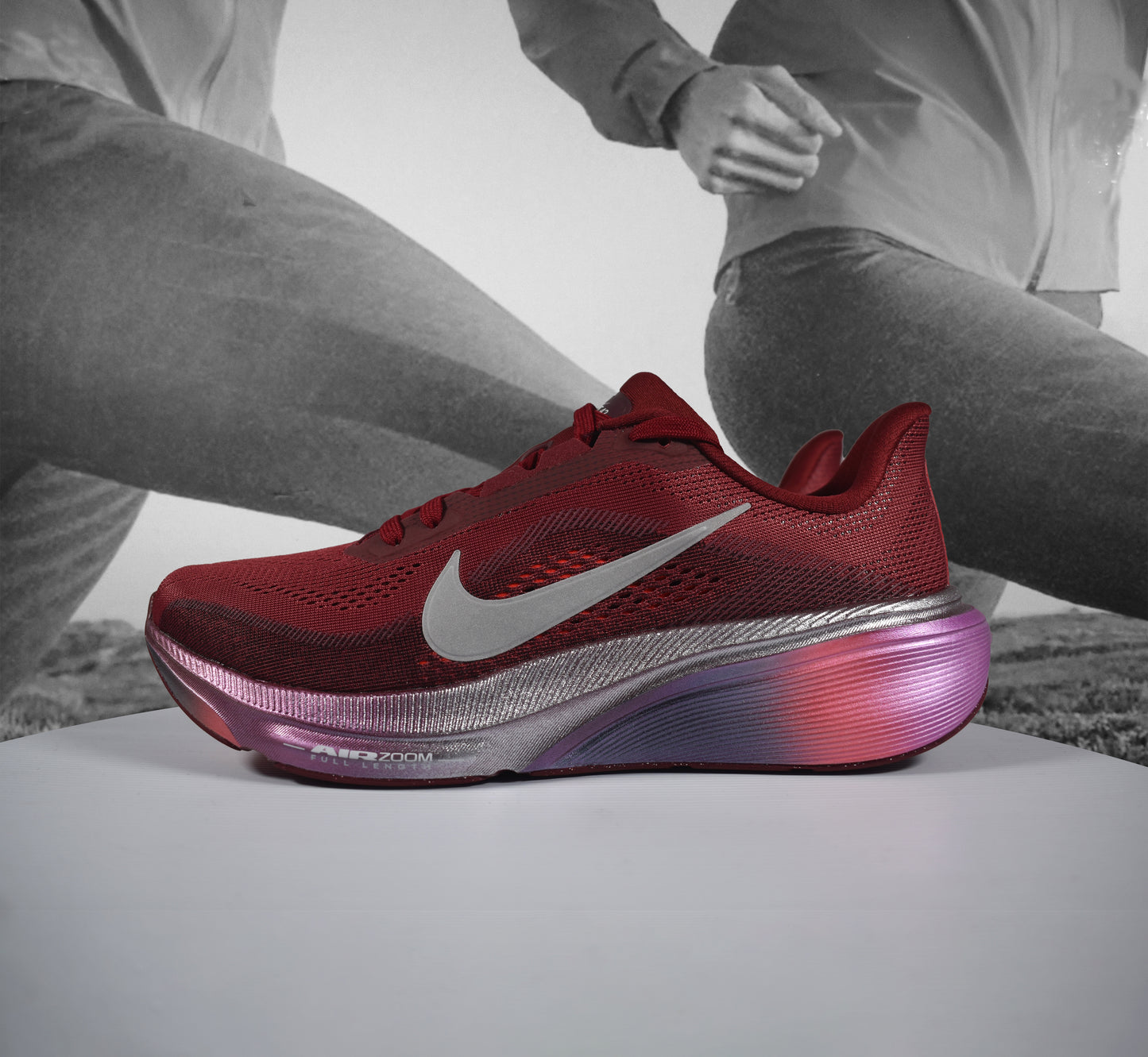 Nike AIR ZOOM PEGASUS 42 SE Womens Road Running Shoe - Durban Runner TEAM RED/BARELY GREEN-ATOMIC PINK / 4.5