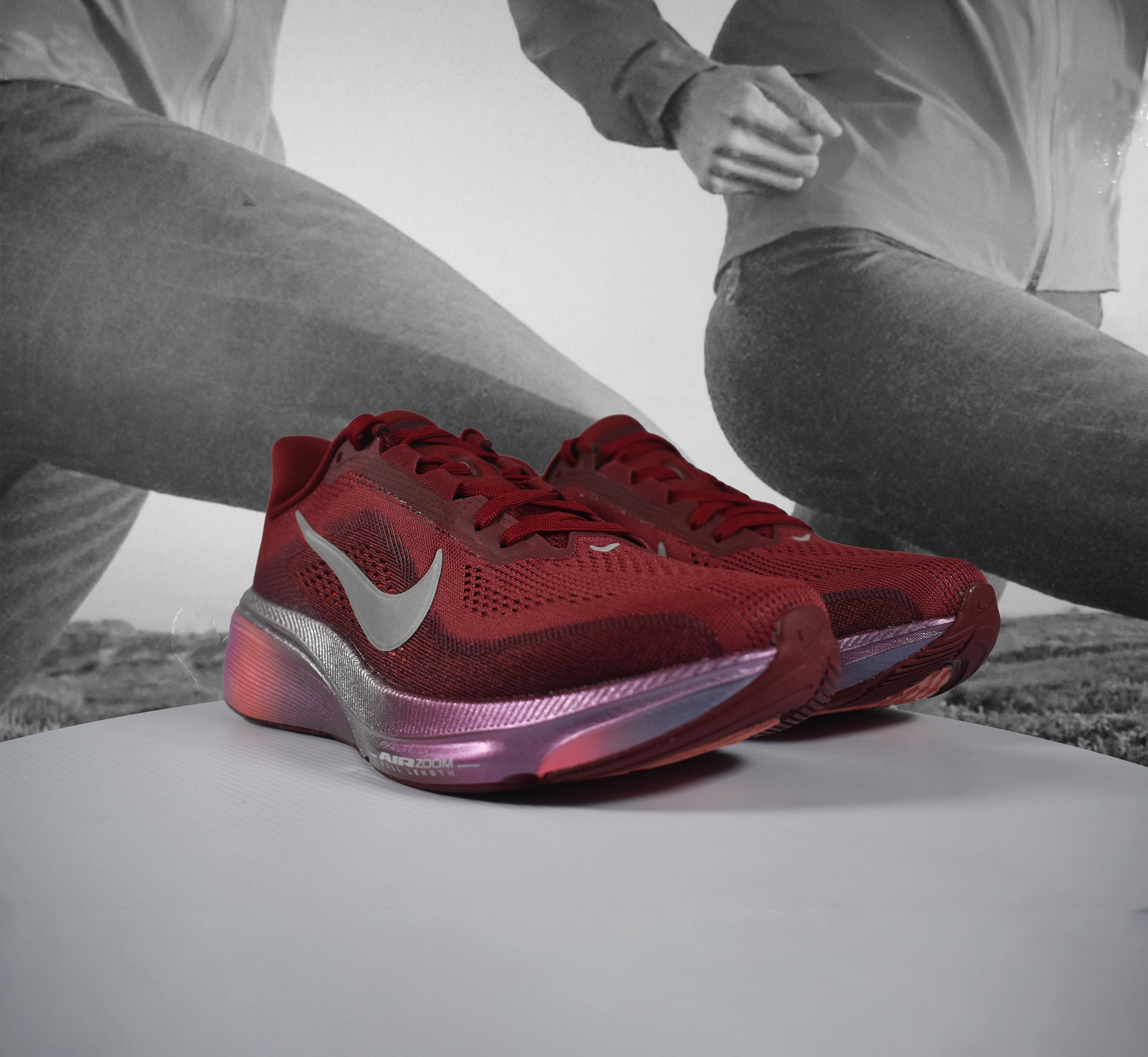 Nike AIR ZOOM PEGASUS 42 SE Womens Road Running Shoe - Durban Runner TEAM RED/BARELY GREEN-ATOMIC PINK / 4.5