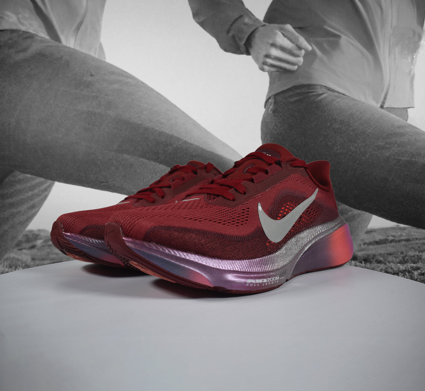 Nike AIR ZOOM PEGASUS 42 SE Womens Road Running Shoe - Durban Runner TEAM RED/BARELY GREEN-ATOMIC PINK / 4.5
