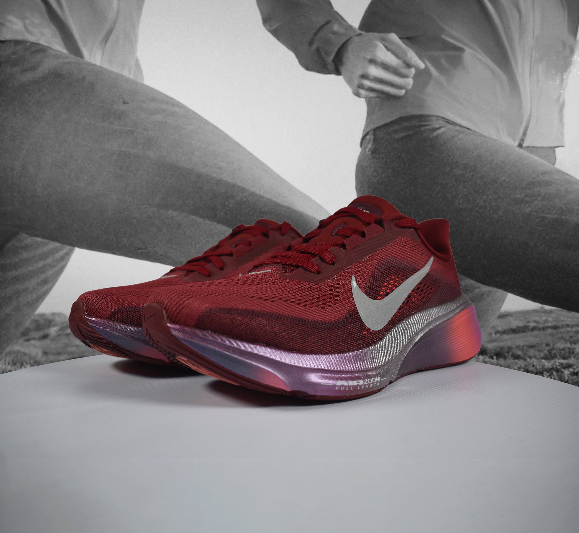 Nike AIR ZOOM PEGASUS 42 SE Womens Road Running Shoe - Durban Runner TEAM RED/BARELY GREEN-ATOMIC PINK / 4.5
