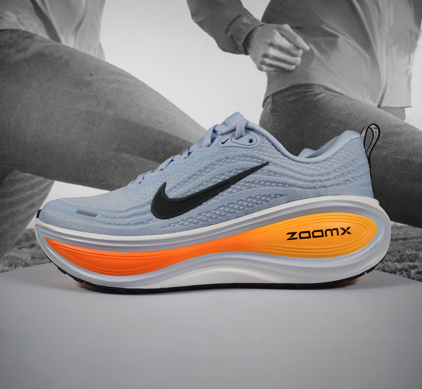 Nike VOMERO PLUS Mens Road Running Shoe - Durban Runner HYDROGEN BLUE/BLACK-WHITE-TOTAL ORANGE / 7