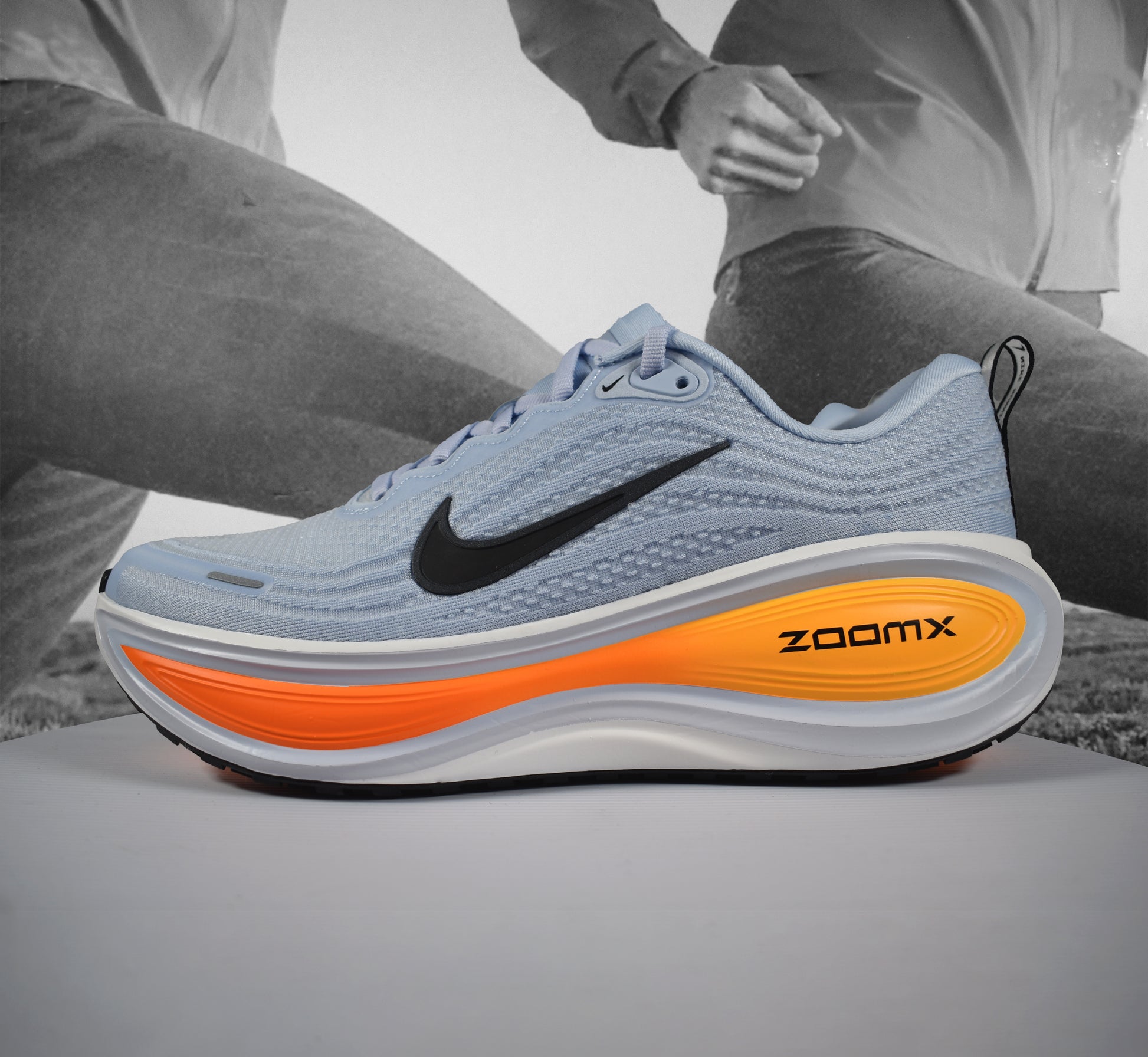 Nike VOMERO PLUS Mens Road Running Shoe - Durban Runner HYDROGEN BLUE/BLACK-WHITE-TOTAL ORANGE / 7