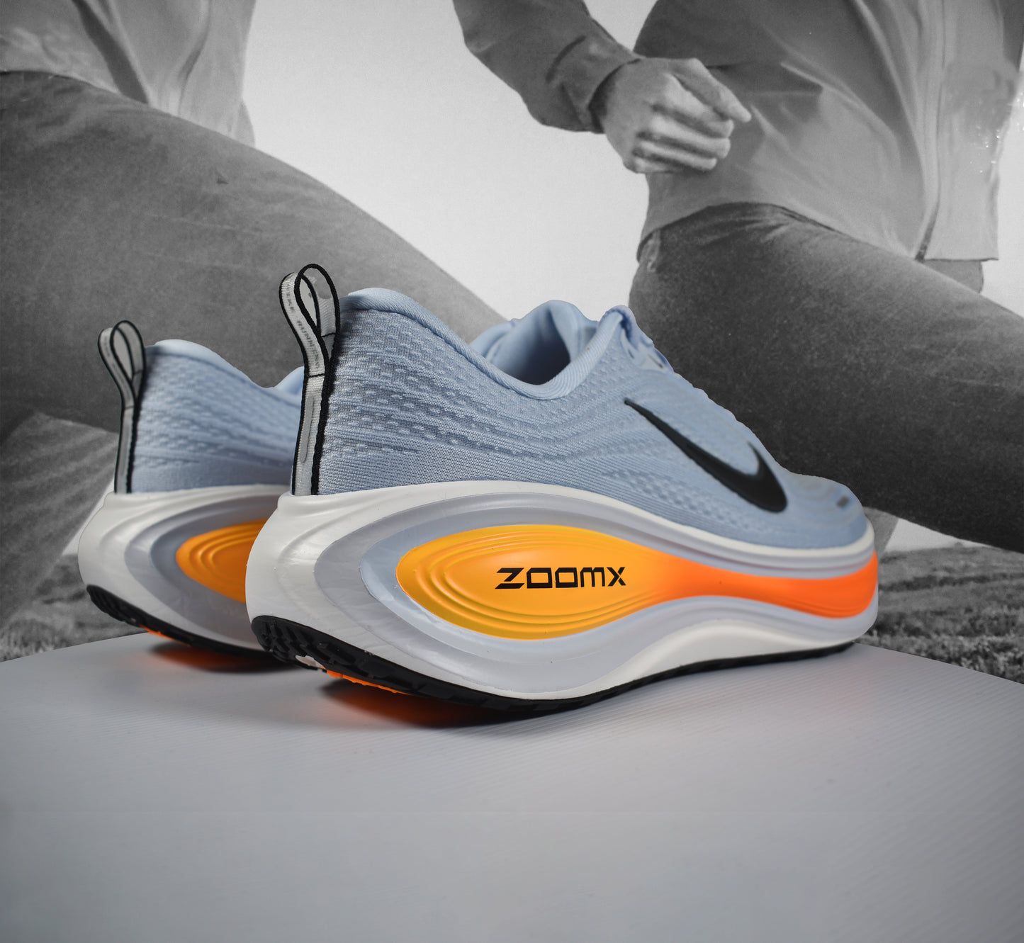 Nike VOMERO PLUS Mens Road Running Shoe - Durban Runner HYDROGEN BLUE/BLACK-WHITE-TOTAL ORANGE / 7