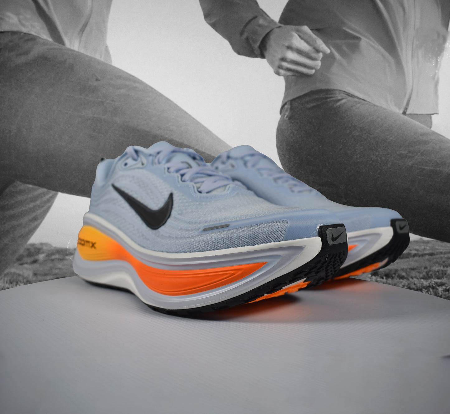 Nike VOMERO PLUS Mens Road Running Shoe - Durban Runner HYDROGEN BLUE/BLACK-WHITE-TOTAL ORANGE / 7