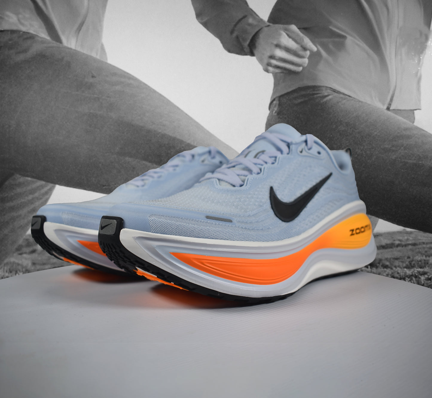 Nike VOMERO PLUS Mens Road Running Shoe - Durban Runner HYDROGEN BLUE/BLACK-WHITE-TOTAL ORANGE / 7
