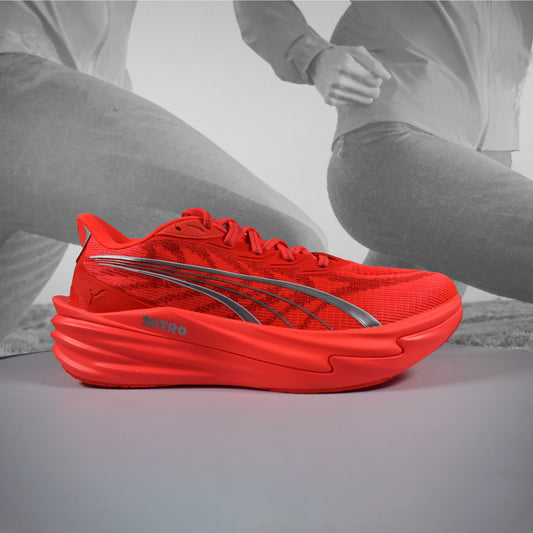 Puma Deviate NITRO 4 Mens Road Running Shoes – Ultra Red/Puma Silver