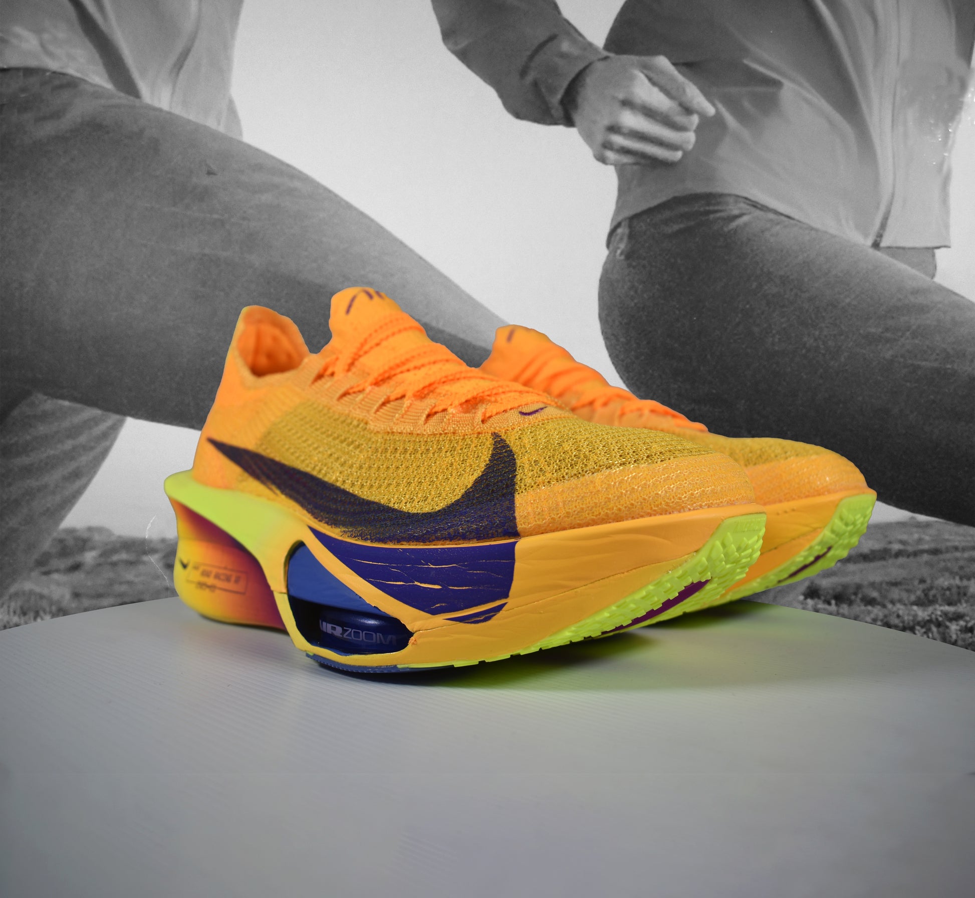 Nike AIR ZOOM ALPHAFLY NEXT% 3 Road Running Shoe - Durban Runner LASER ORANGE/INDIGO BURST-CITRON PULSE / 9