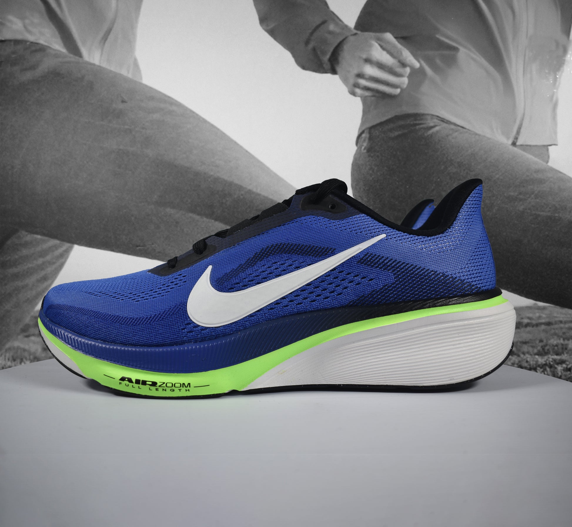 Nike AIR ZOOM PEGASUS 42 Mens Road Running Shoe - Durban Runner SAPPHIRE/SUMMIT WHITE-LAPIS-LIME BLAST / 8