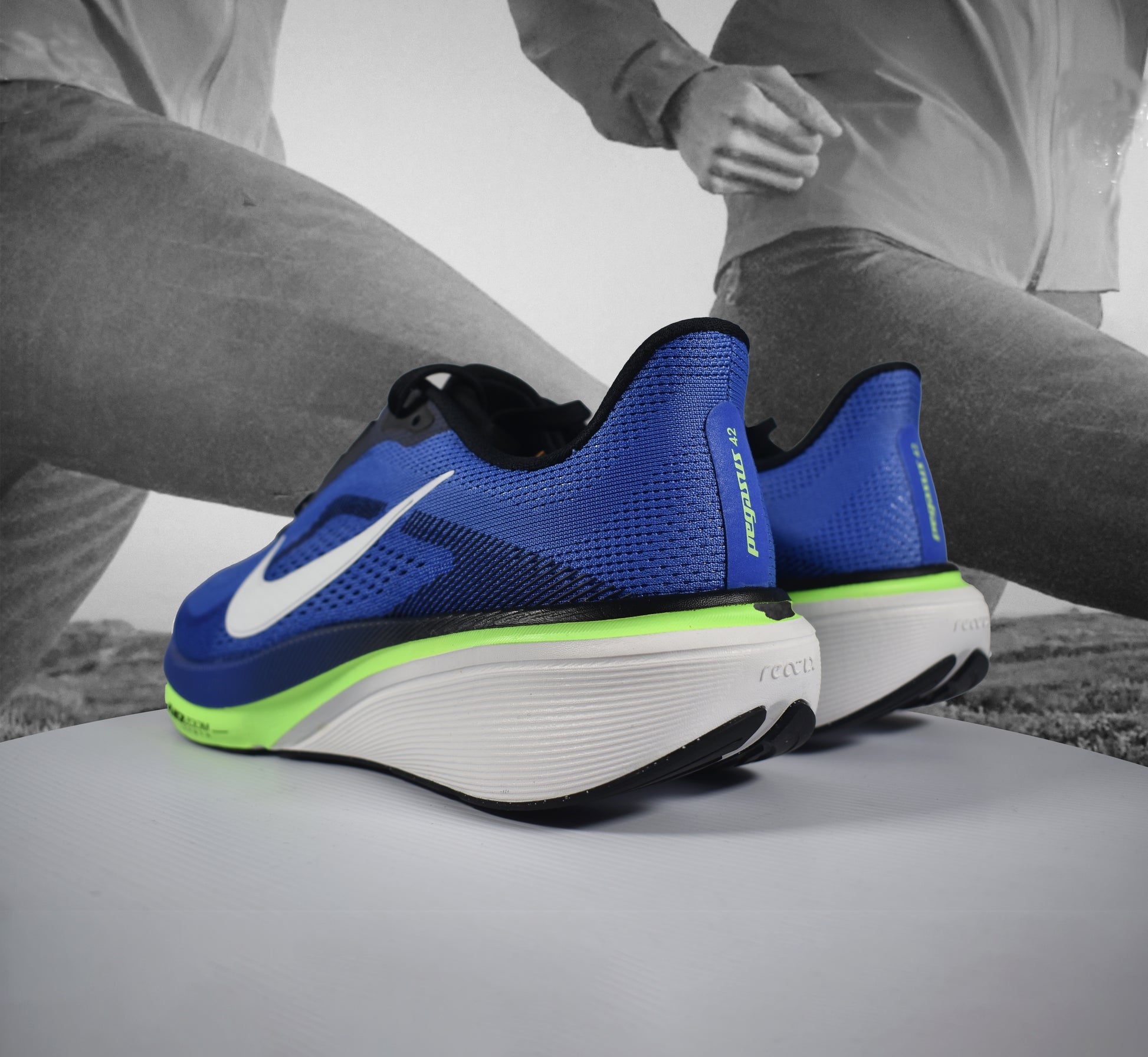 Nike AIR ZOOM PEGASUS 42 Mens Road Running Shoe - Durban Runner SAPPHIRE/SUMMIT WHITE-LAPIS-LIME BLAST / 8