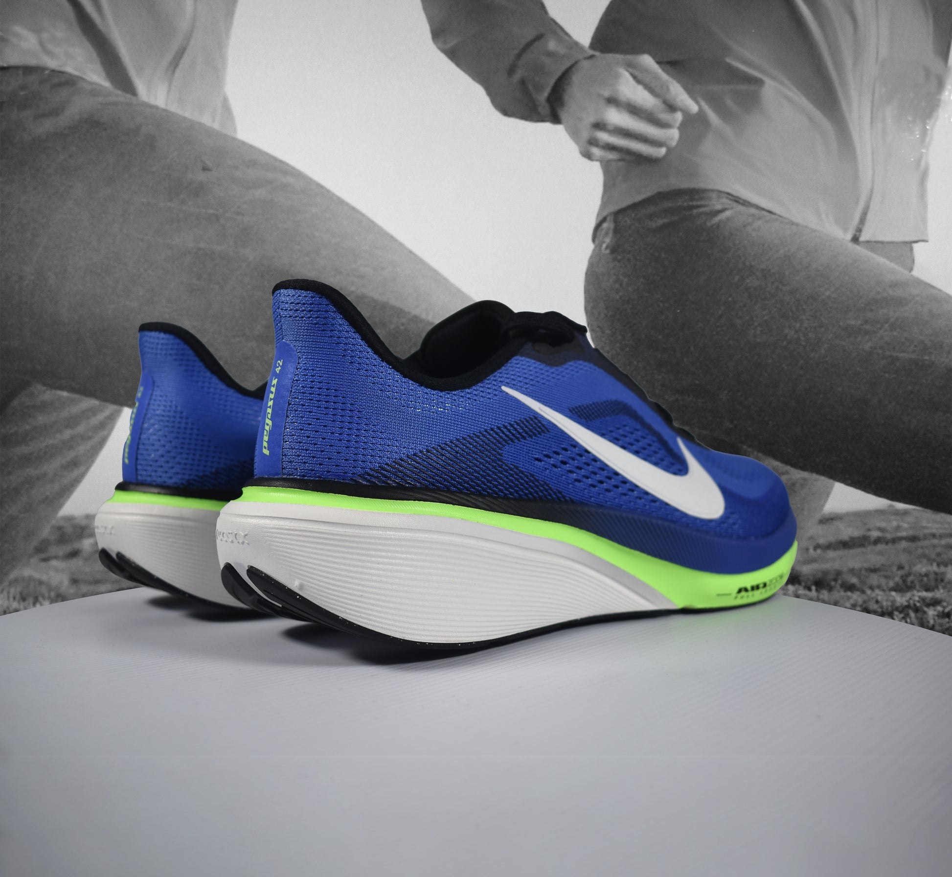 Nike AIR ZOOM PEGASUS 42 Mens Road Running Shoe - Durban Runner SAPPHIRE/SUMMIT WHITE-LAPIS-LIME BLAST / 8