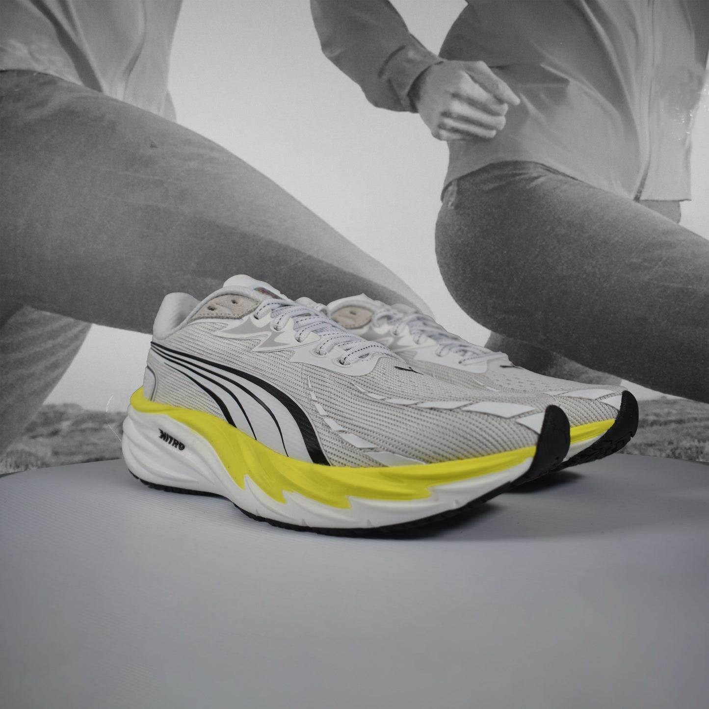 Puma Velocity NITRO 4 Mens Road Running Shoe - Durban Runner PUMA WHITE/LUX LIME / 13