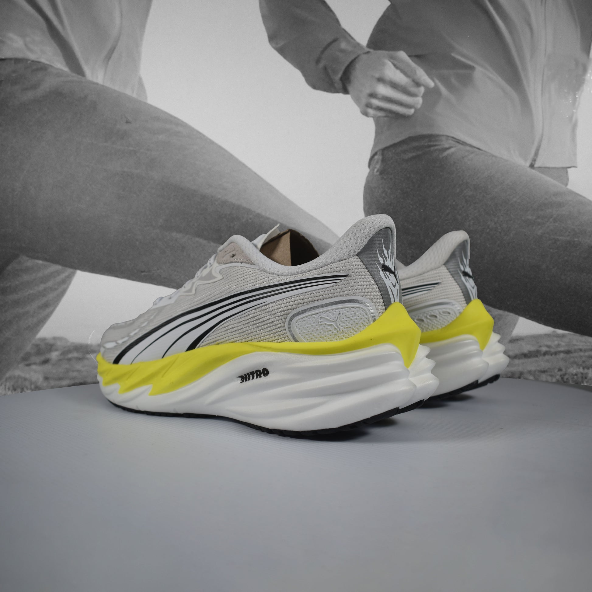 Puma Velocity NITRO 4 Mens Road Running Shoe - Durban Runner PUMA WHITE/LUX LIME / 13