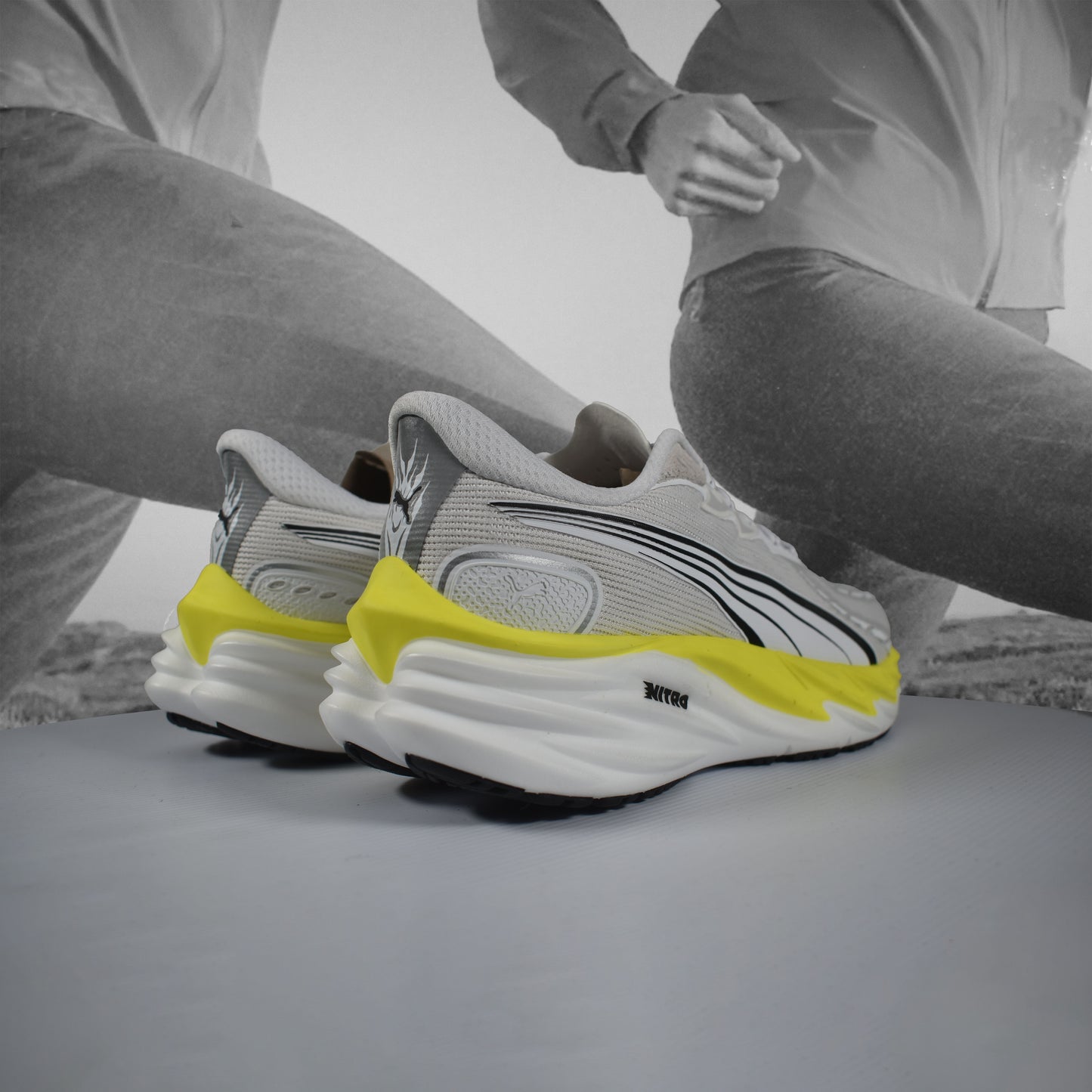 Puma Velocity NITRO 4 Mens Road Running Shoe - Durban Runner PUMA WHITE/LUX LIME / 13