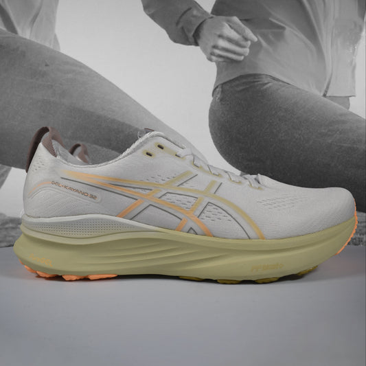 ASICS KAYANO 32 Mens Running Shoes - Durban Runner WHITE/ORANGE GLOW / 9