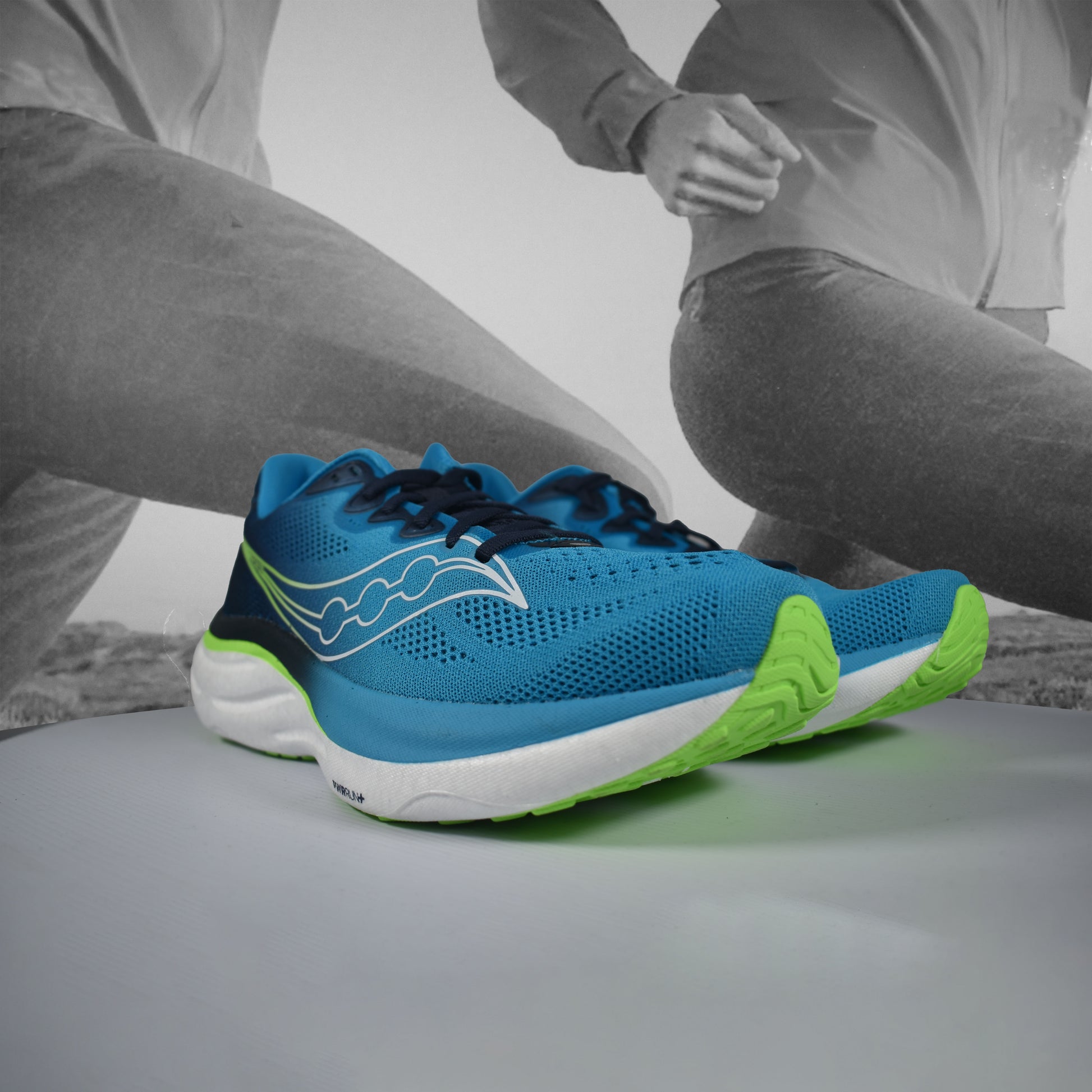 Saucony RIDE 19 Mens Road Running Shoes - Durban Runner COBALT/SLIME / 7.5