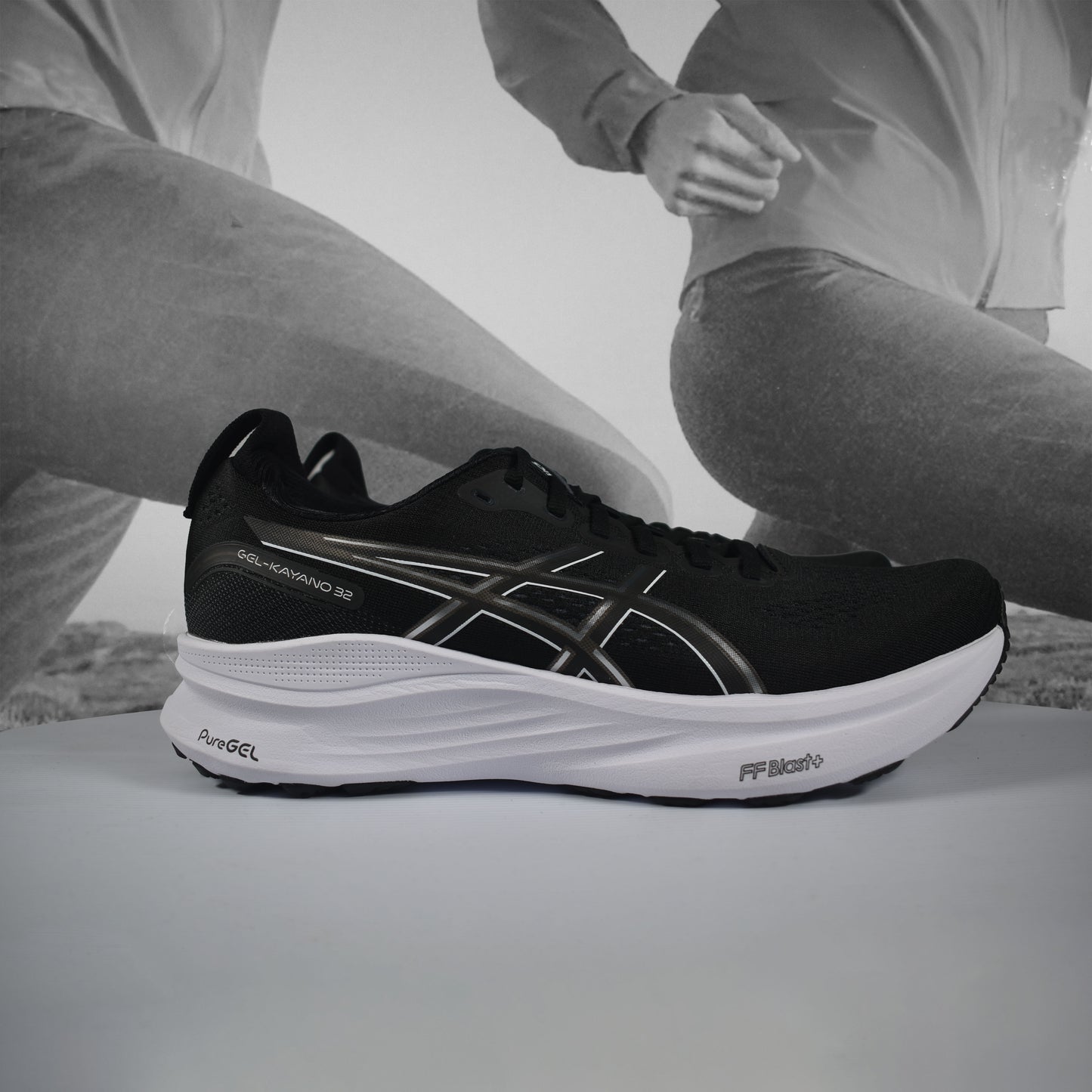 Asics GEL-KAYANO 32 Mens Running Shoes (2E Wide Width) - Durban Runner BLACK/WHITE / 7.5