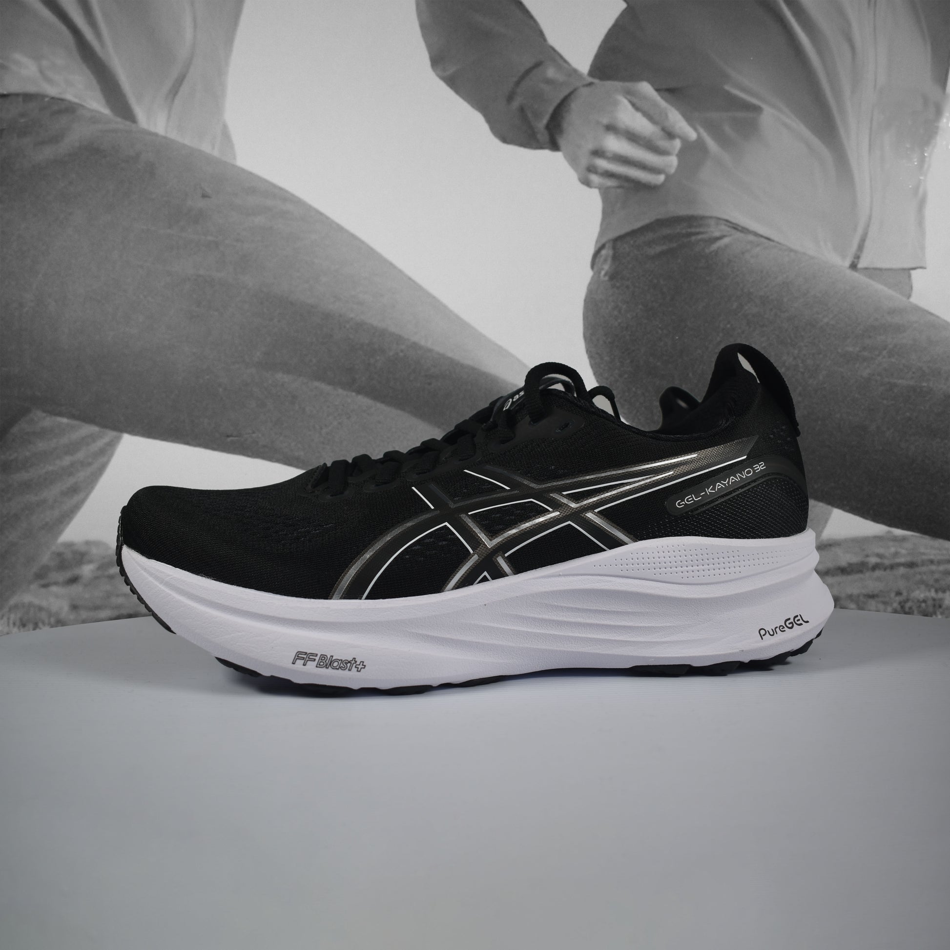 Asics GEL-KAYANO 32 Mens Running Shoes (2E Wide Width) - Durban Runner BLACK/WHITE / 7.5