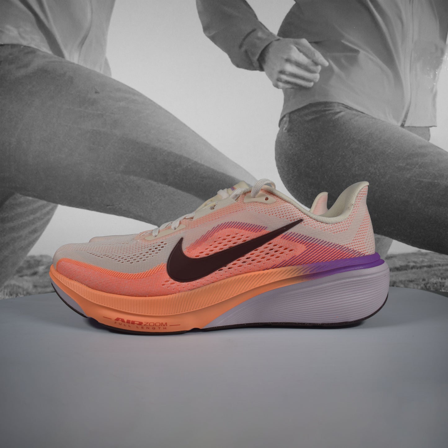 Nike Pegasus 42 Womens Road Running Shoes - Durban Runner Chalk Tattoo/Orange Pulse / 3