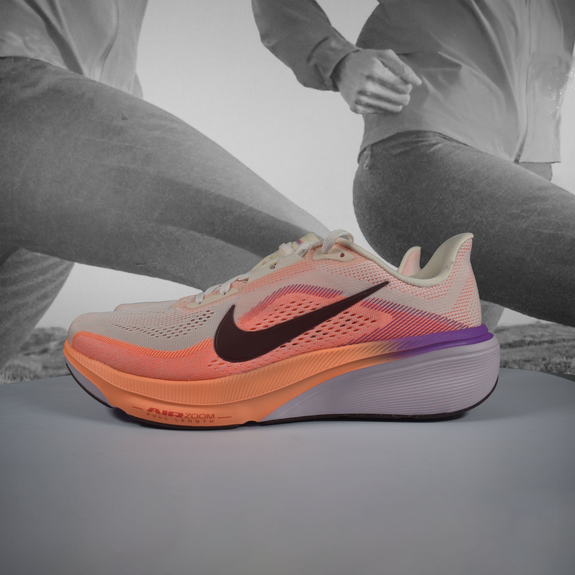 Nike Pegasus 42 Womens Road Running Shoes - Durban Runner Chalk Tattoo/Orange Pulse / 3