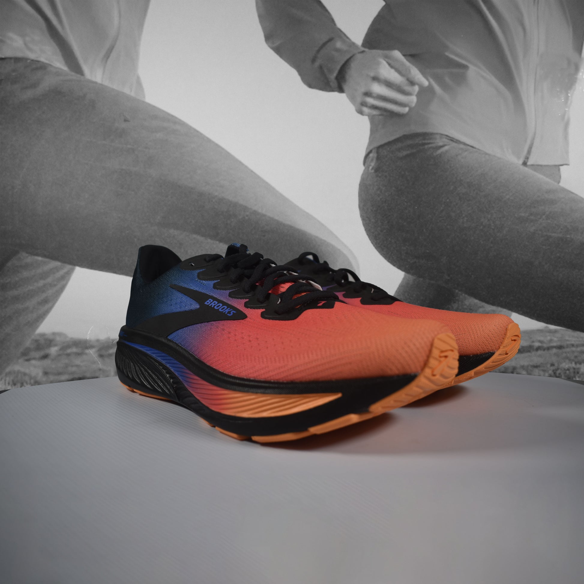 Brooks Ghost 17 Mens Road Running Shoes - Durban Runner Night/Blue/Papaya / 8.5