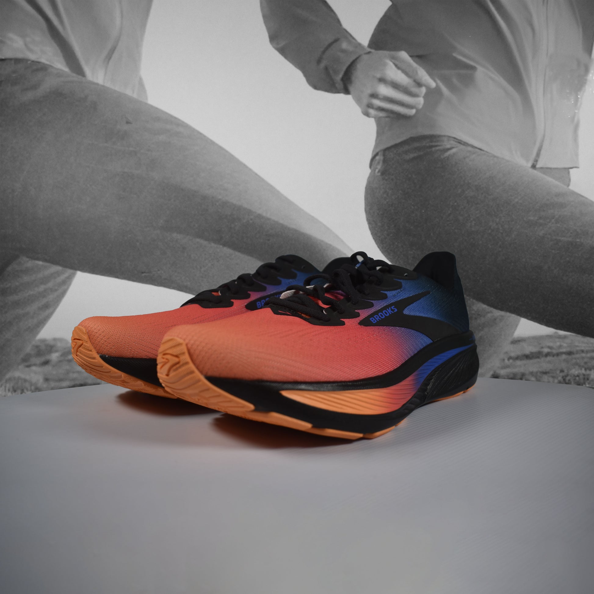 Brooks Ghost 17 Mens Road Running Shoes - Durban Runner Night/Blue/Papaya / 8.5