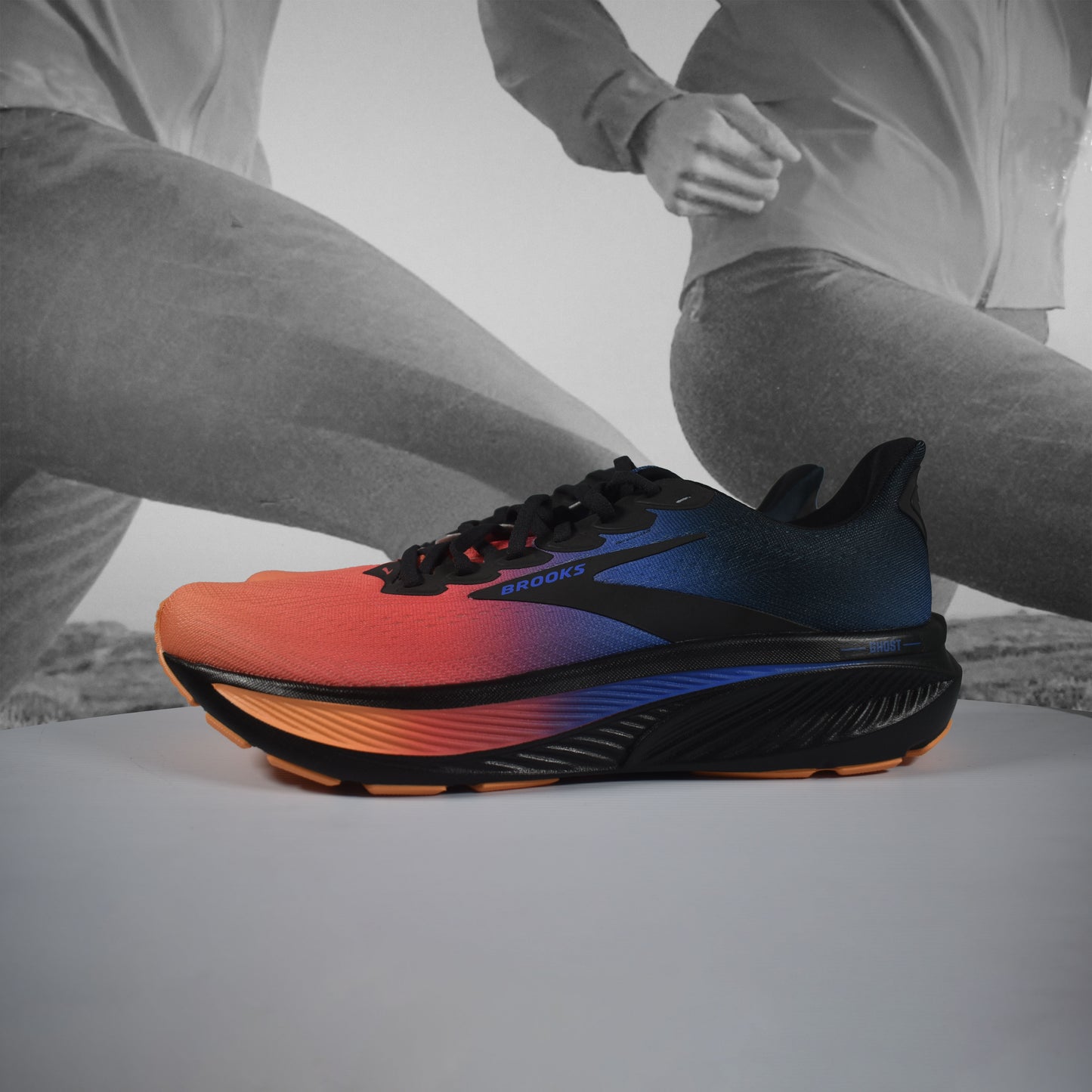 Brooks Ghost 17 Mens Road Running Shoes - Durban Runner Night/Blue/Papaya / 8.5