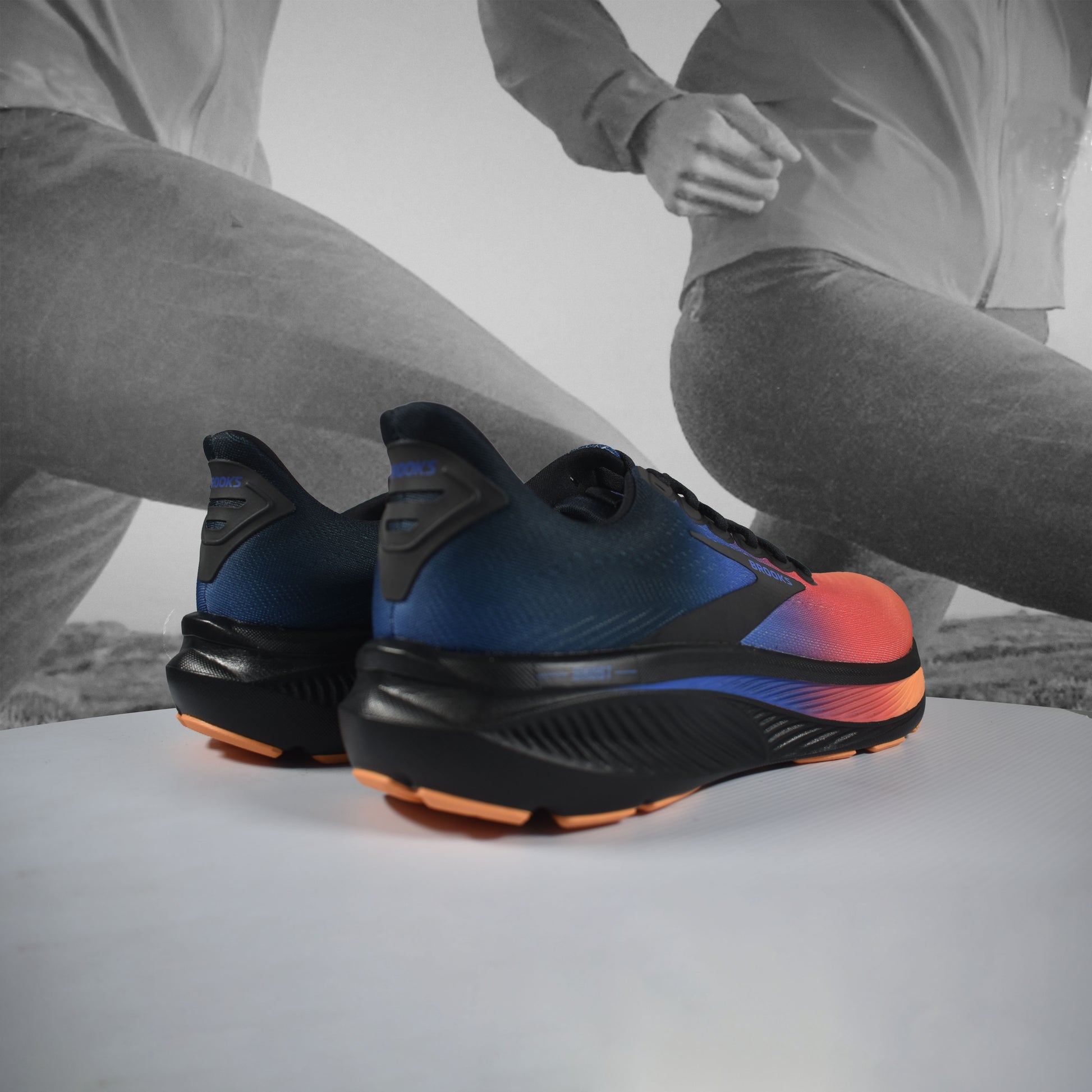 Brooks Ghost 17 Mens Road Running Shoes - Durban Runner Night/Blue/Papaya / 8.5