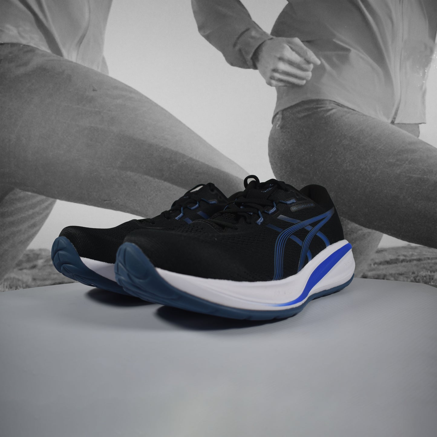 Asics GEL-CUMULUS 28 Mens Running Shoes - Durban Runner BLACK/NEON BLUE / 7.5