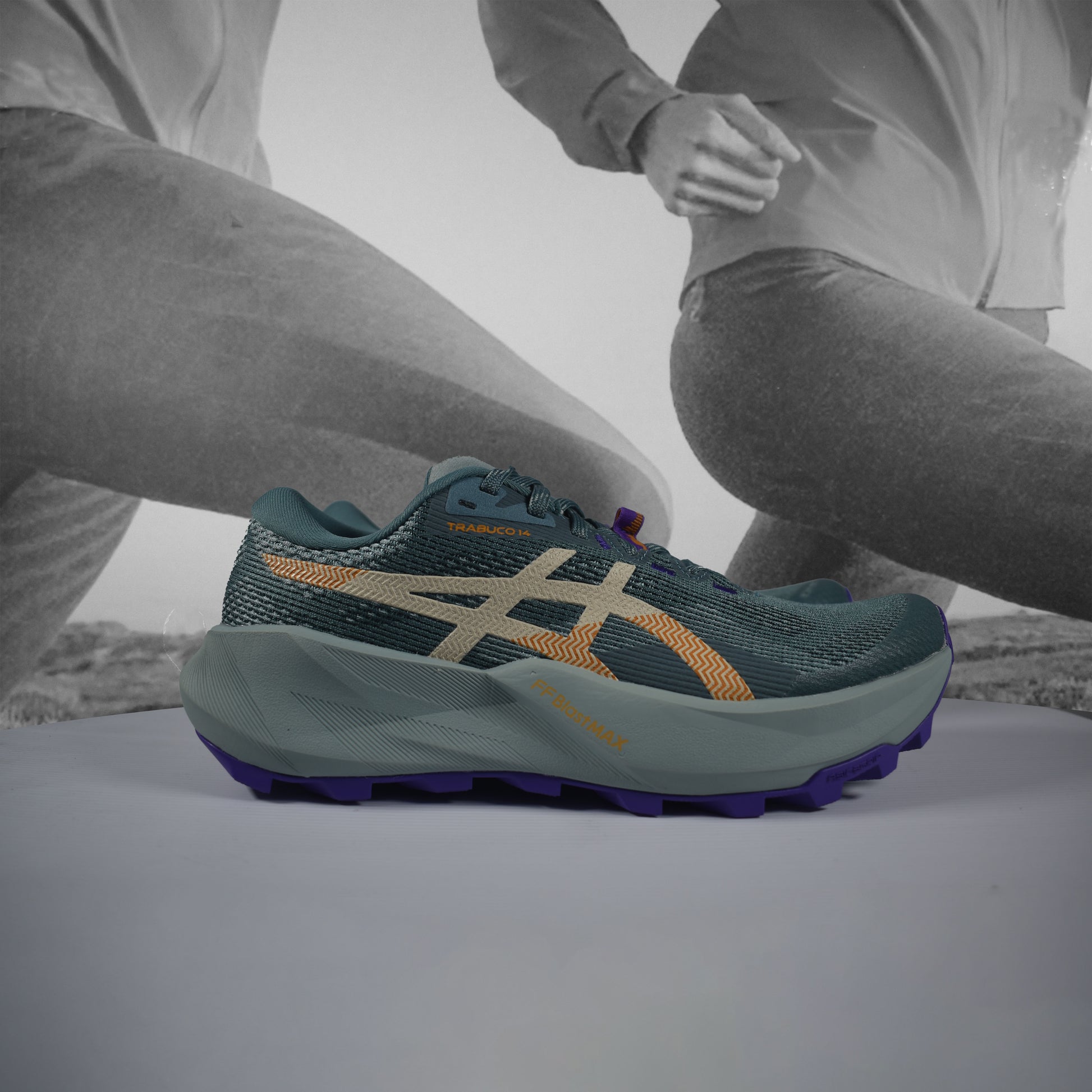 Asics TRABUCO 14 Womens Trail Running Shoes - Durban Runner FOGGY TEAL/RADIANT AMETHYST / 5