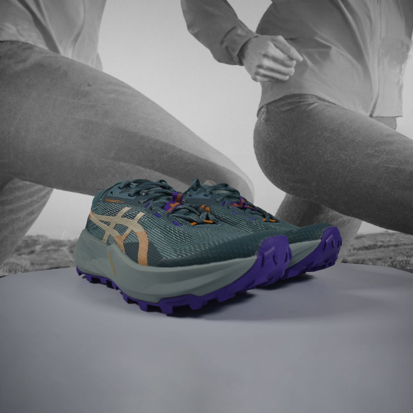 Asics TRABUCO 14 Womens Trail Running Shoes - Durban Runner FOGGY TEAL/RADIANT AMETHYST / 5