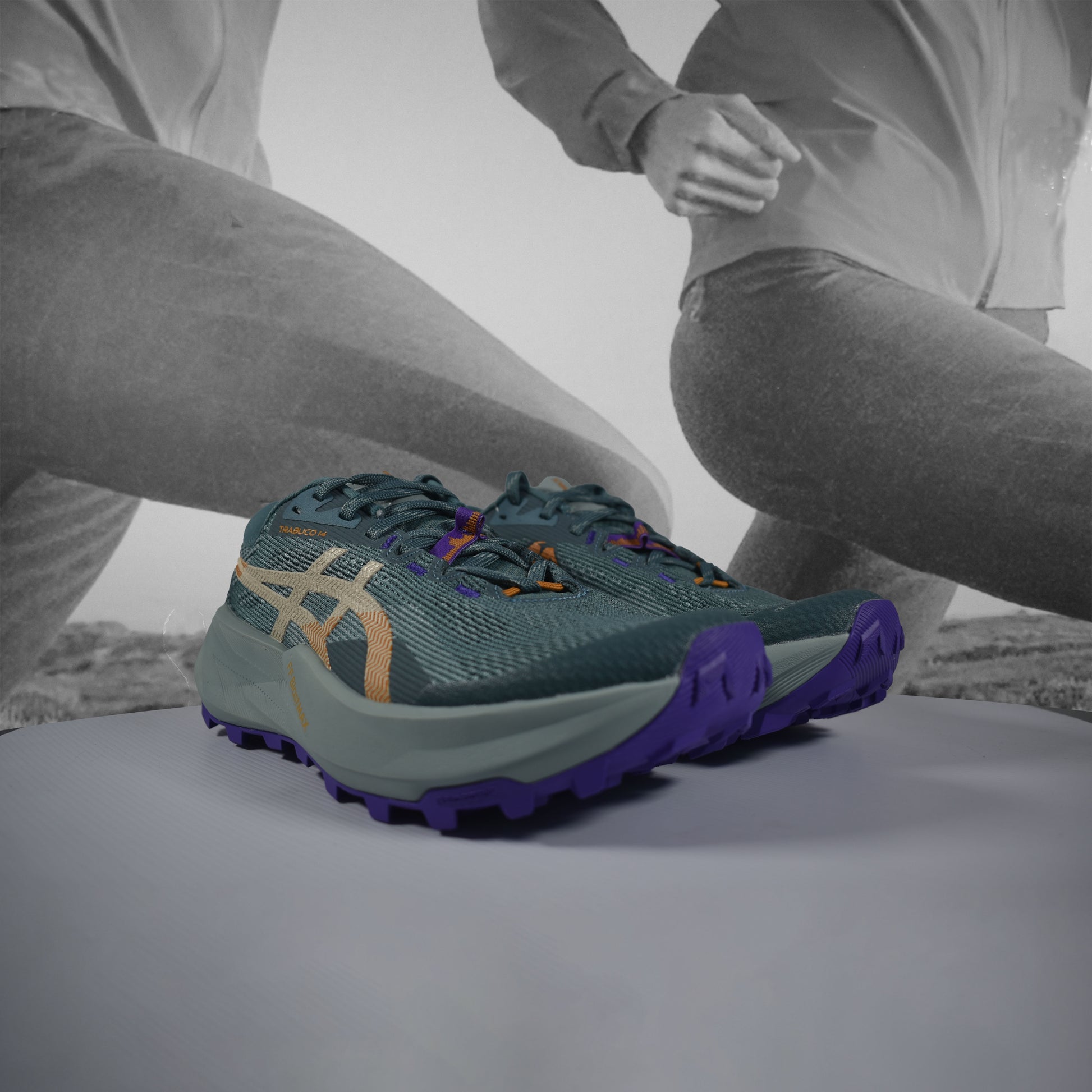 Asics TRABUCO 14 Womens Trail Running Shoes - Durban Runner FOGGY TEAL/RADIANT AMETHYST / 5