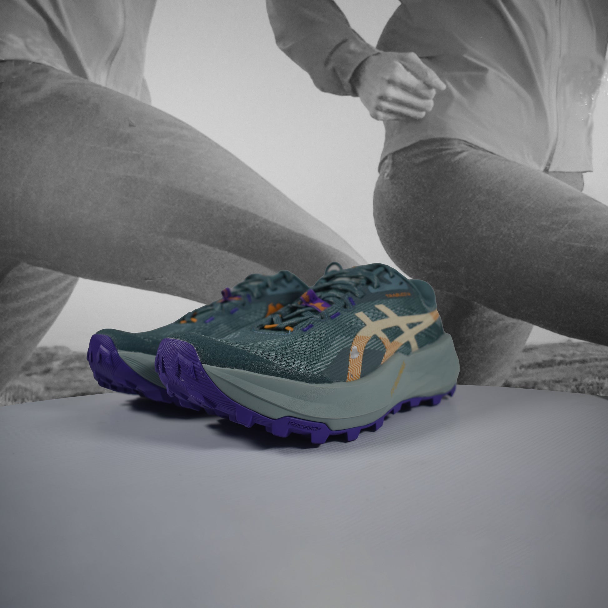 Asics TRABUCO 14 Womens Trail Running Shoes - Durban Runner FOGGY TEAL/RADIANT AMETHYST / 5