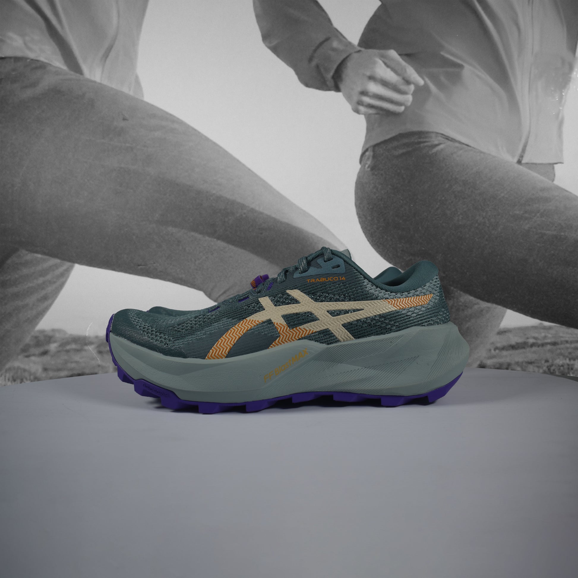 Asics TRABUCO 14 Womens Trail Running Shoes - Durban Runner FOGGY TEAL/RADIANT AMETHYST / 5