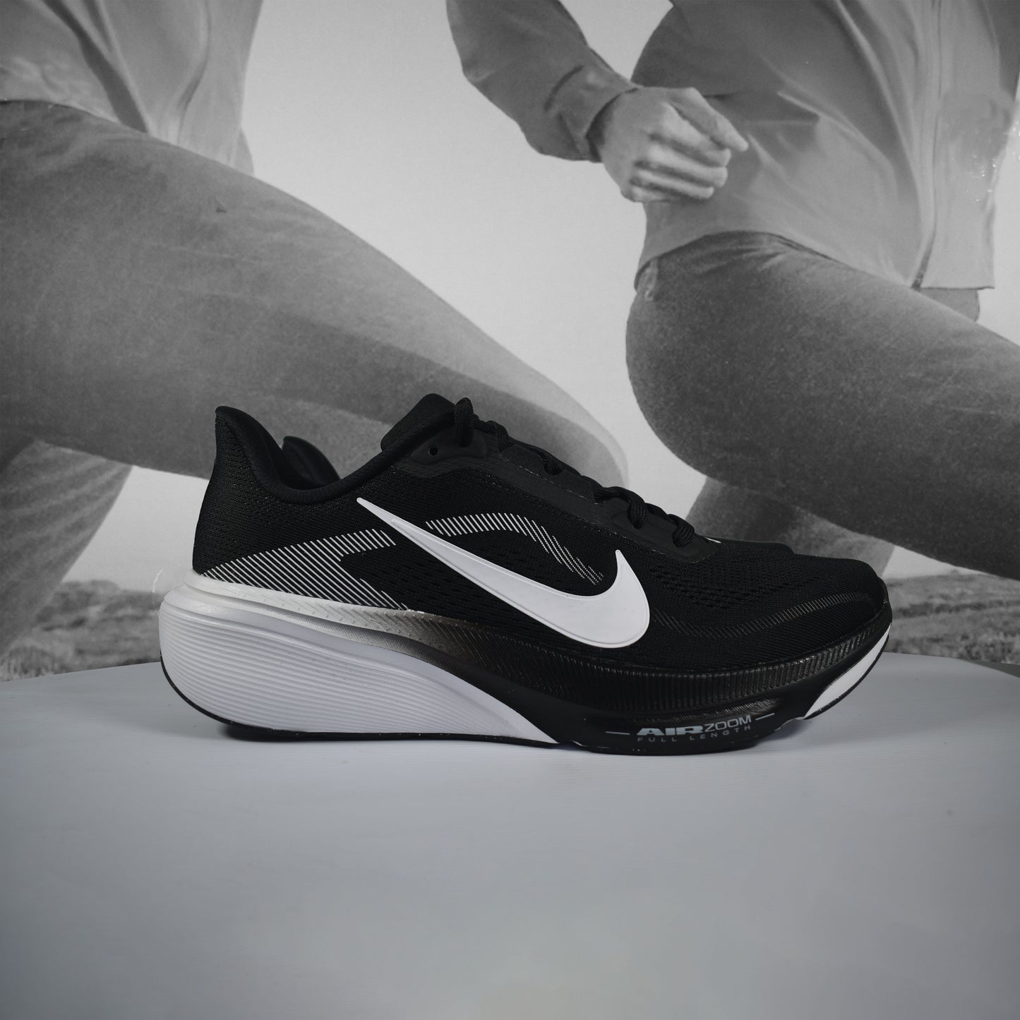 Nike Air Zoom Pegasus 42 Wide Mens Running Shoes - Durban Runner BLACK/WHITE/PHOTON DUST / 6