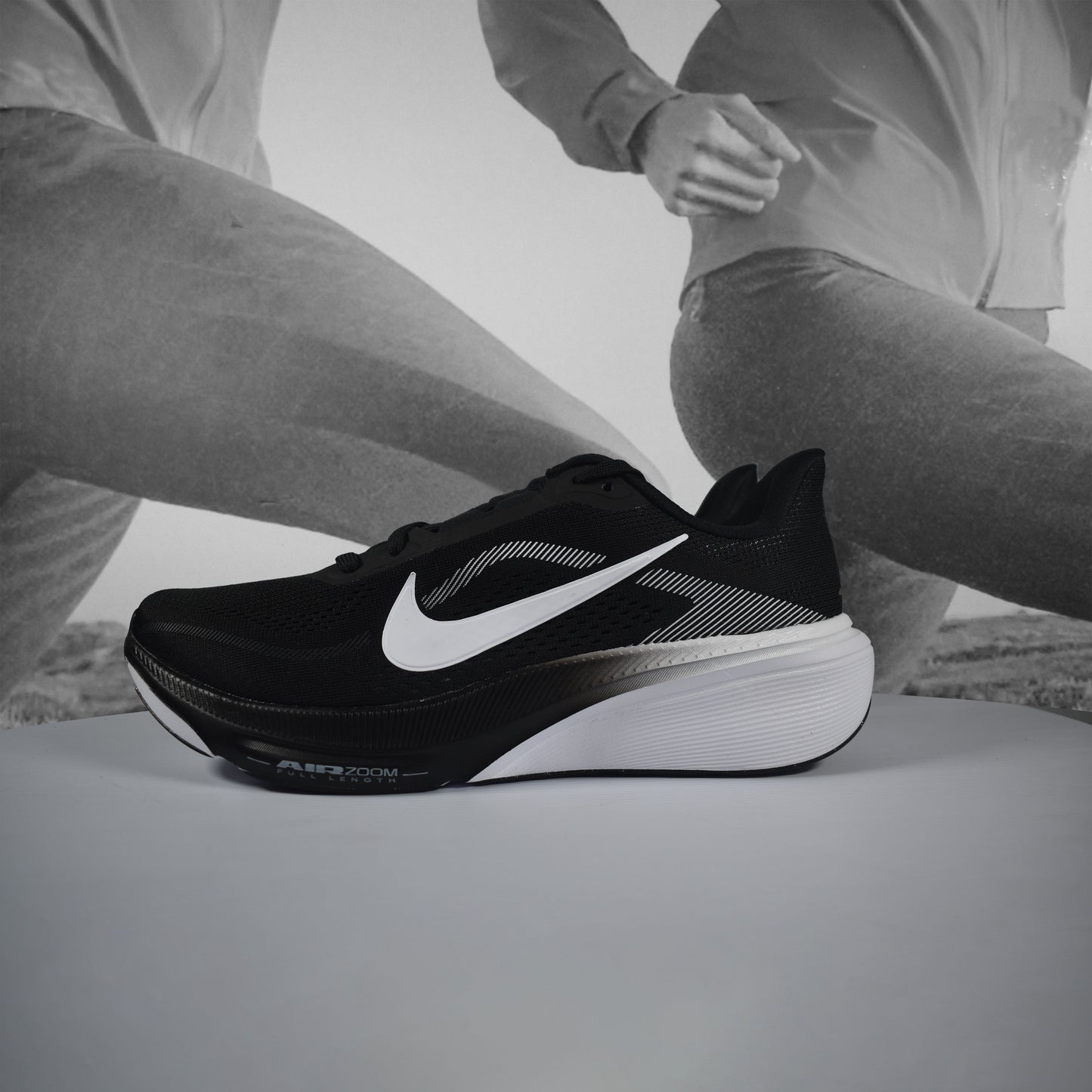 Nike Air Zoom Pegasus 42 Wide Mens Running Shoes - Durban Runner BLACK/WHITE/PHOTON DUST / 6